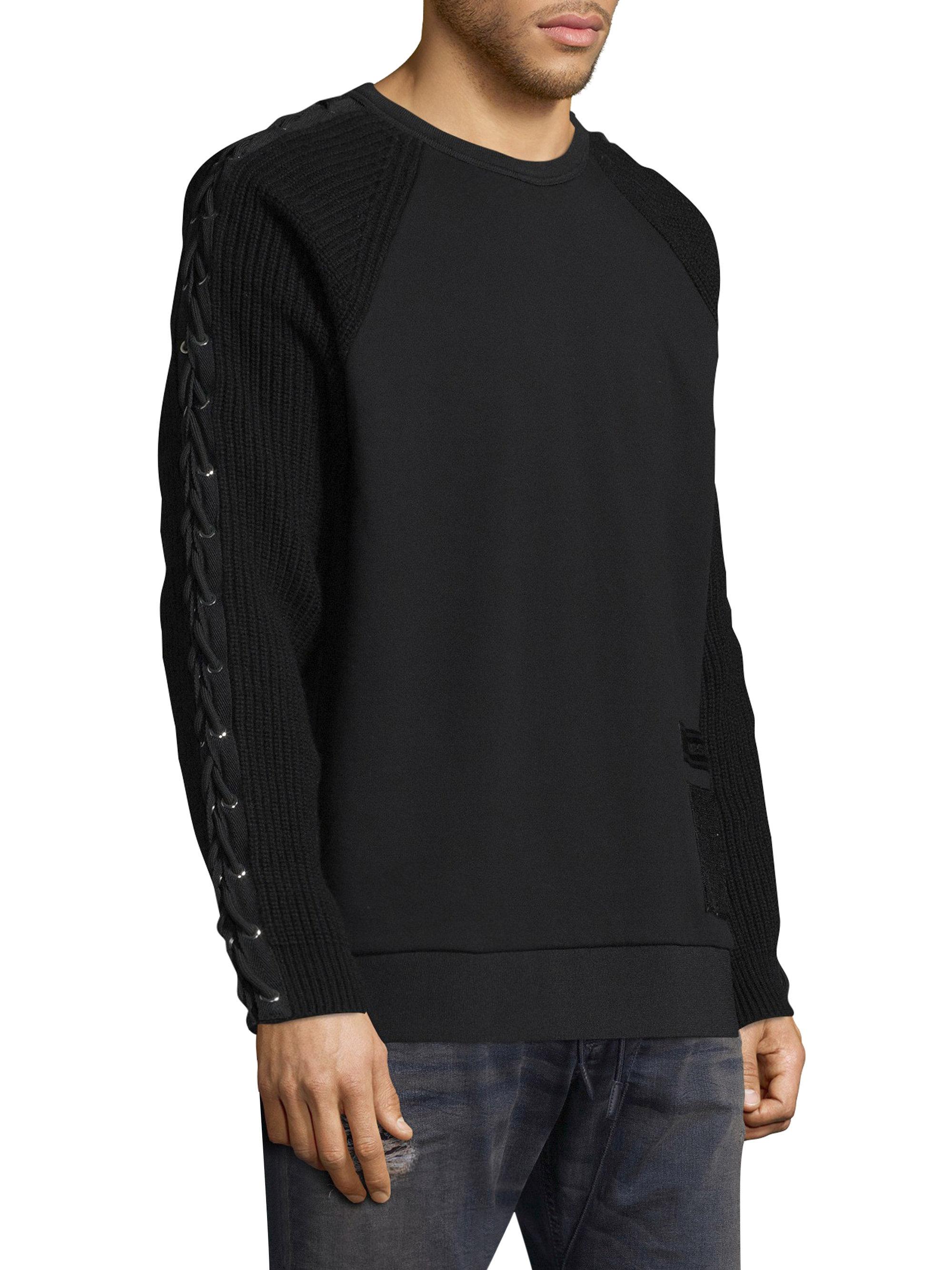 mens lace up sweatshirt