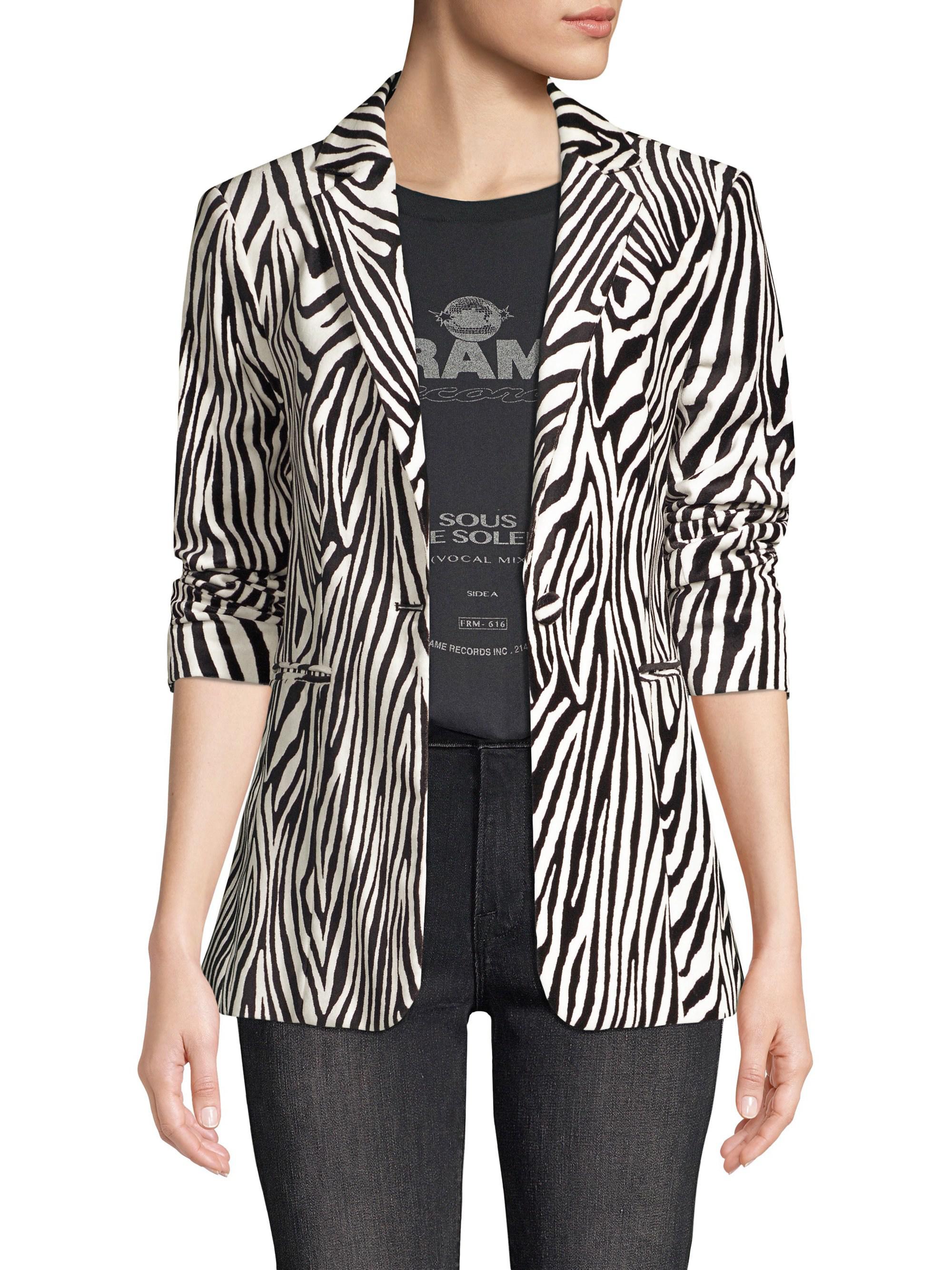 FRAME Zebra Blazer in Black - Lyst