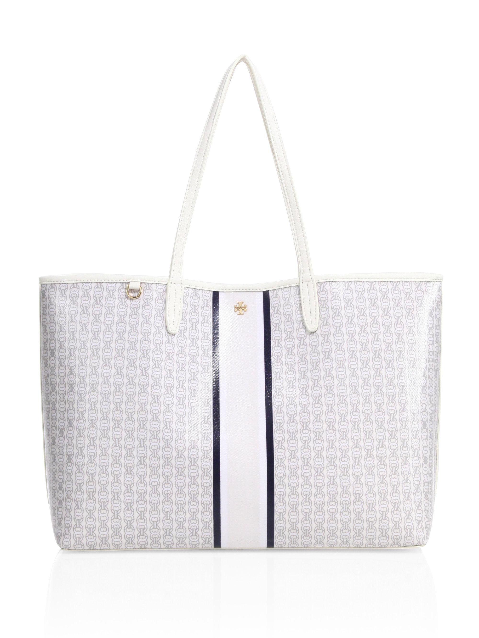 Tory Burch Gemini Link Coated Canvas Tote in White | Lyst