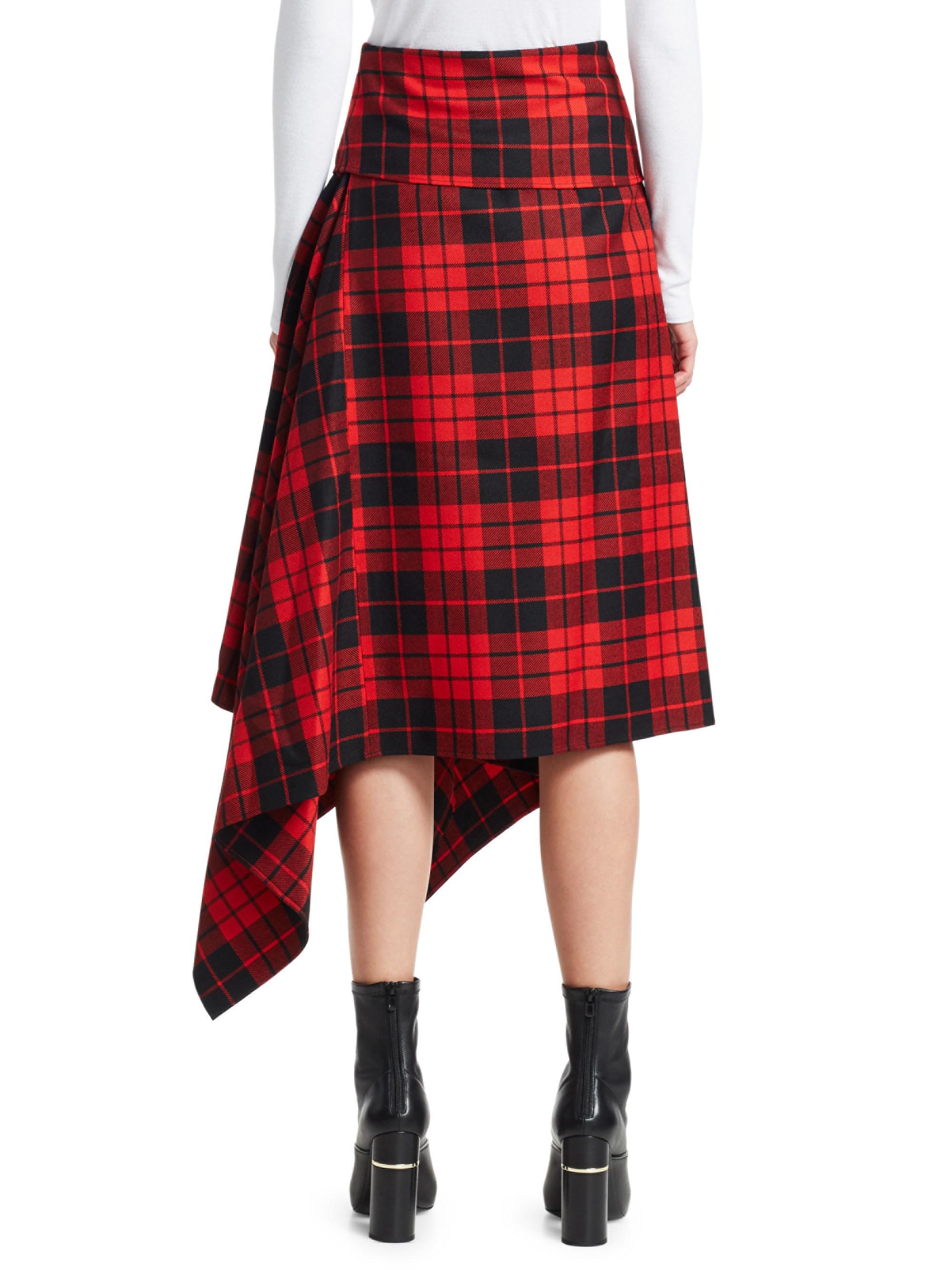 Monse Wool Blanket Wrap Skirt in Red Black (Red) - Lyst
