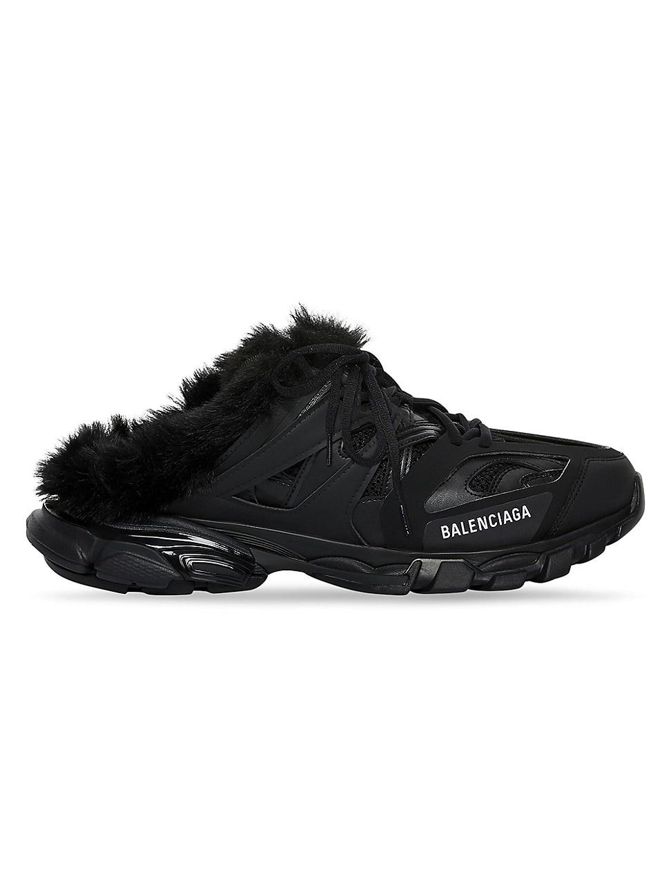 Balenciaga Track Mule Fake Fur in Black for Men | Lyst