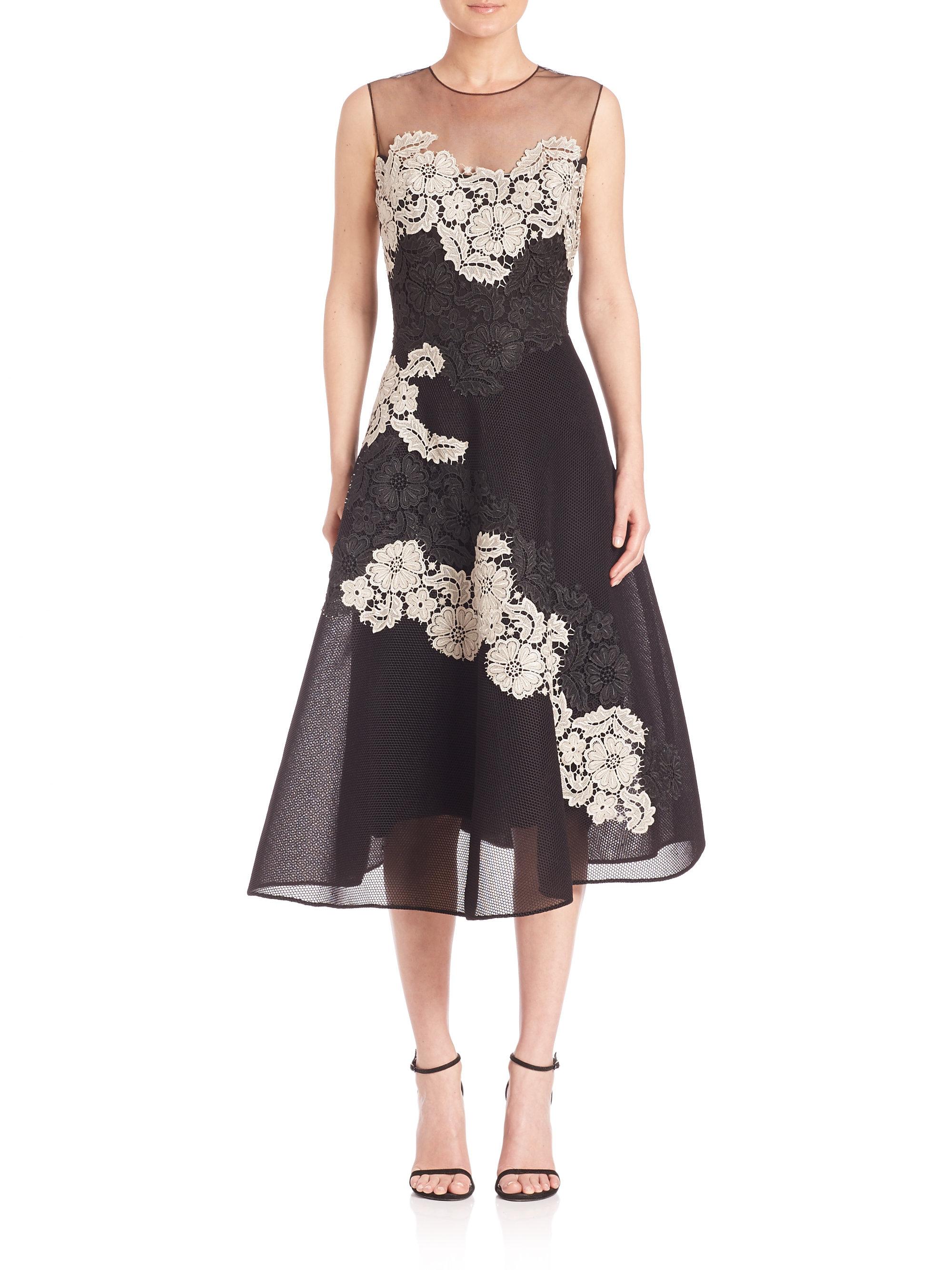 Teri Jon Synthetic Embellished Mesh Sleeveless Dress in Black - Lyst
