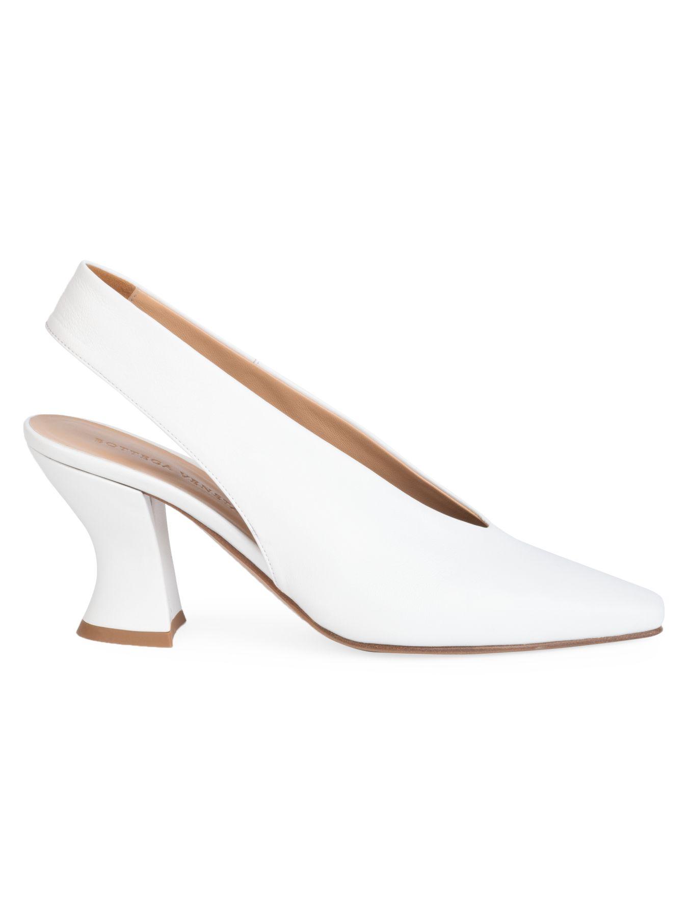 Bottega Almond Leather Slingback Pumps in White Lyst