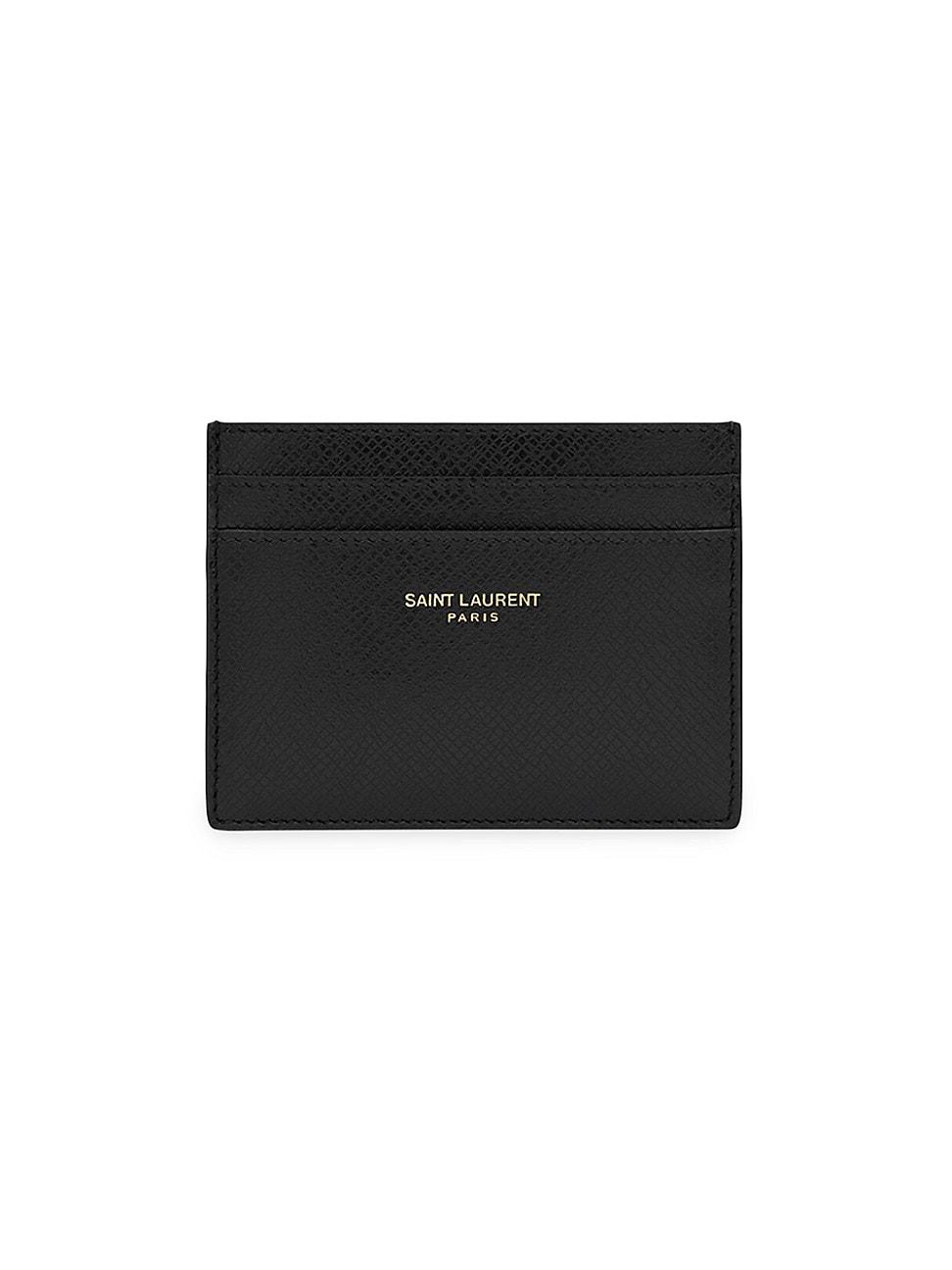 Saint Laurent Card Case In Coated Bark Leather in Black for Men | Lyst
