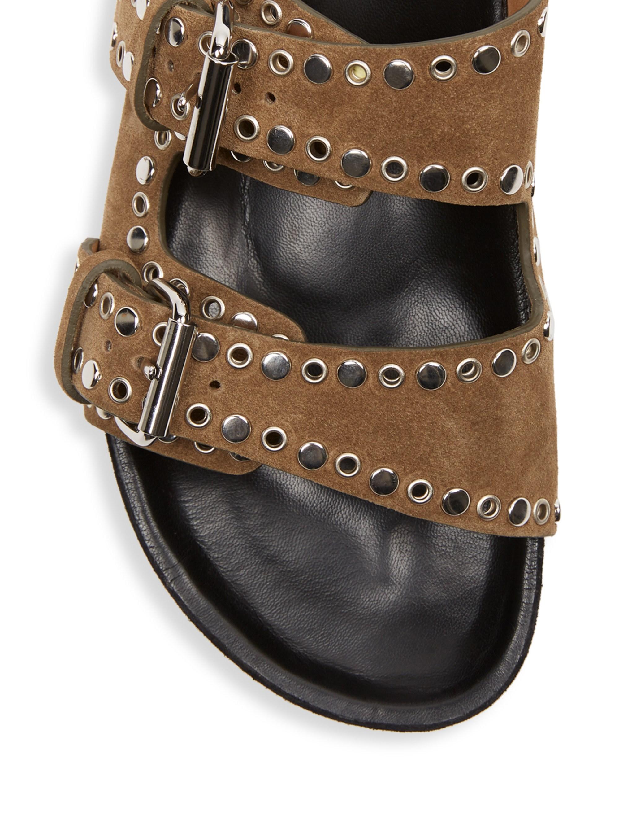 isabel marant lennyo grommet suede slides