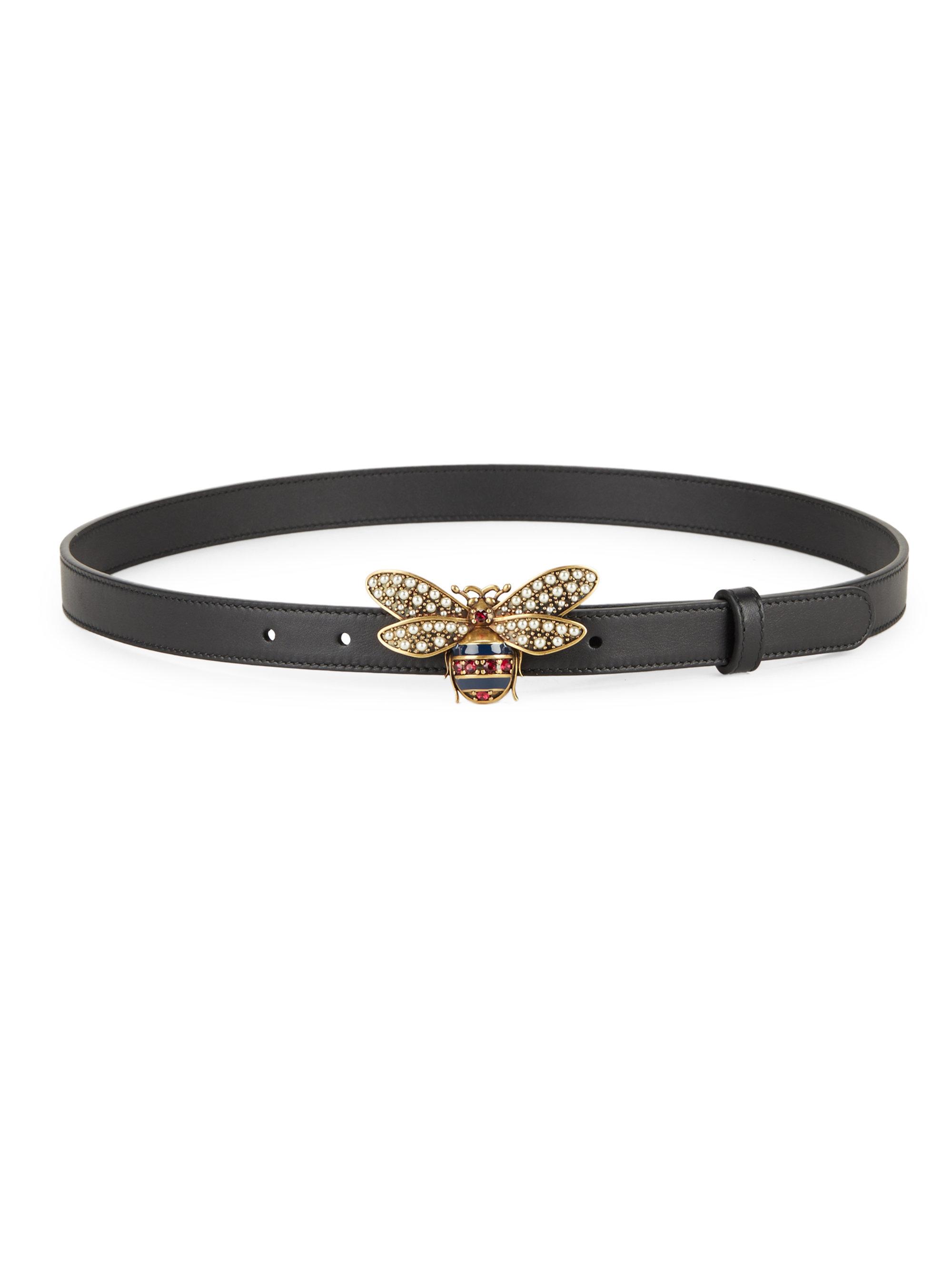 Gucci Queen Margaret Leather Belt in Black - Lyst