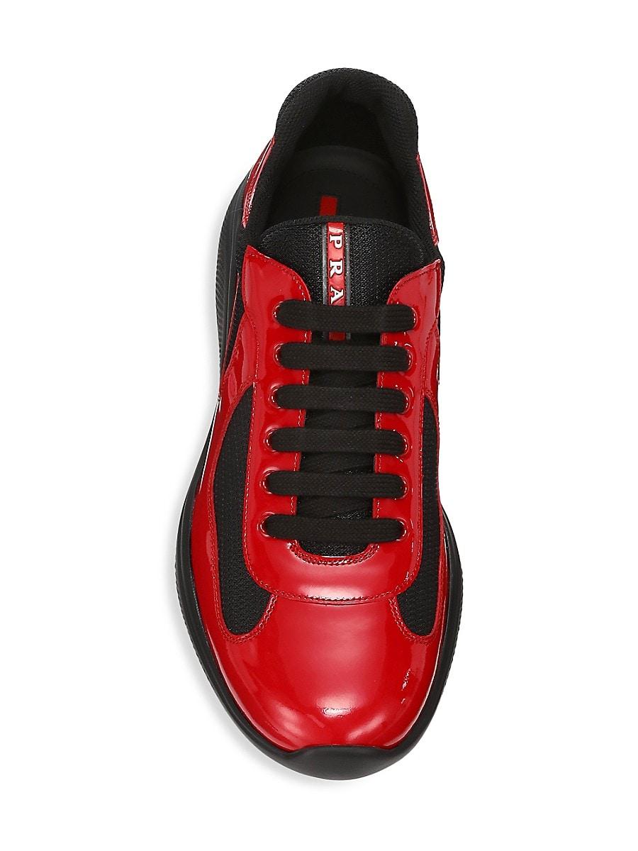 Prada Men's Shoes Leather Trainers Sneakers in Red/Silver (Red) for Men |  Lyst