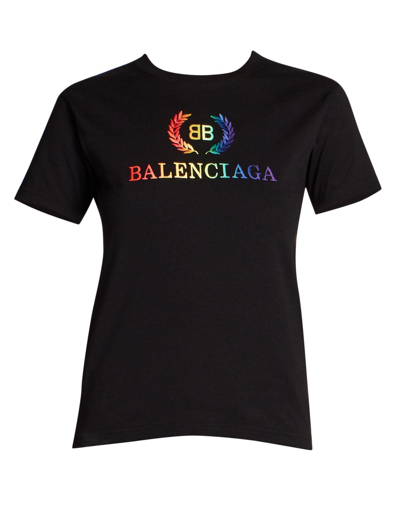 Balenciaga Cotton Rainbow Bb Small T-shirt in Black | Lyst
