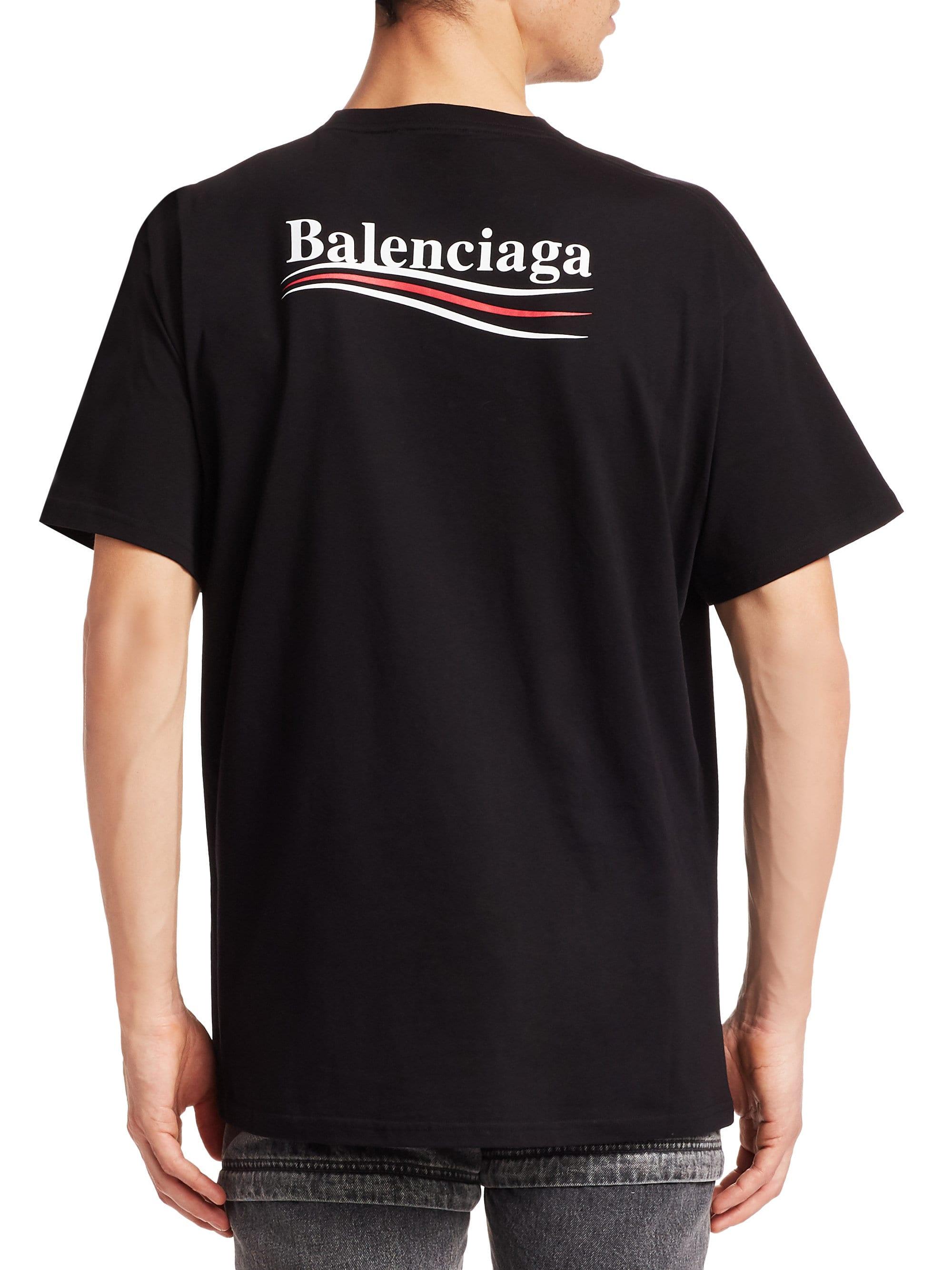 Balenciaga Logo-Print T-Shirt - Black for Men