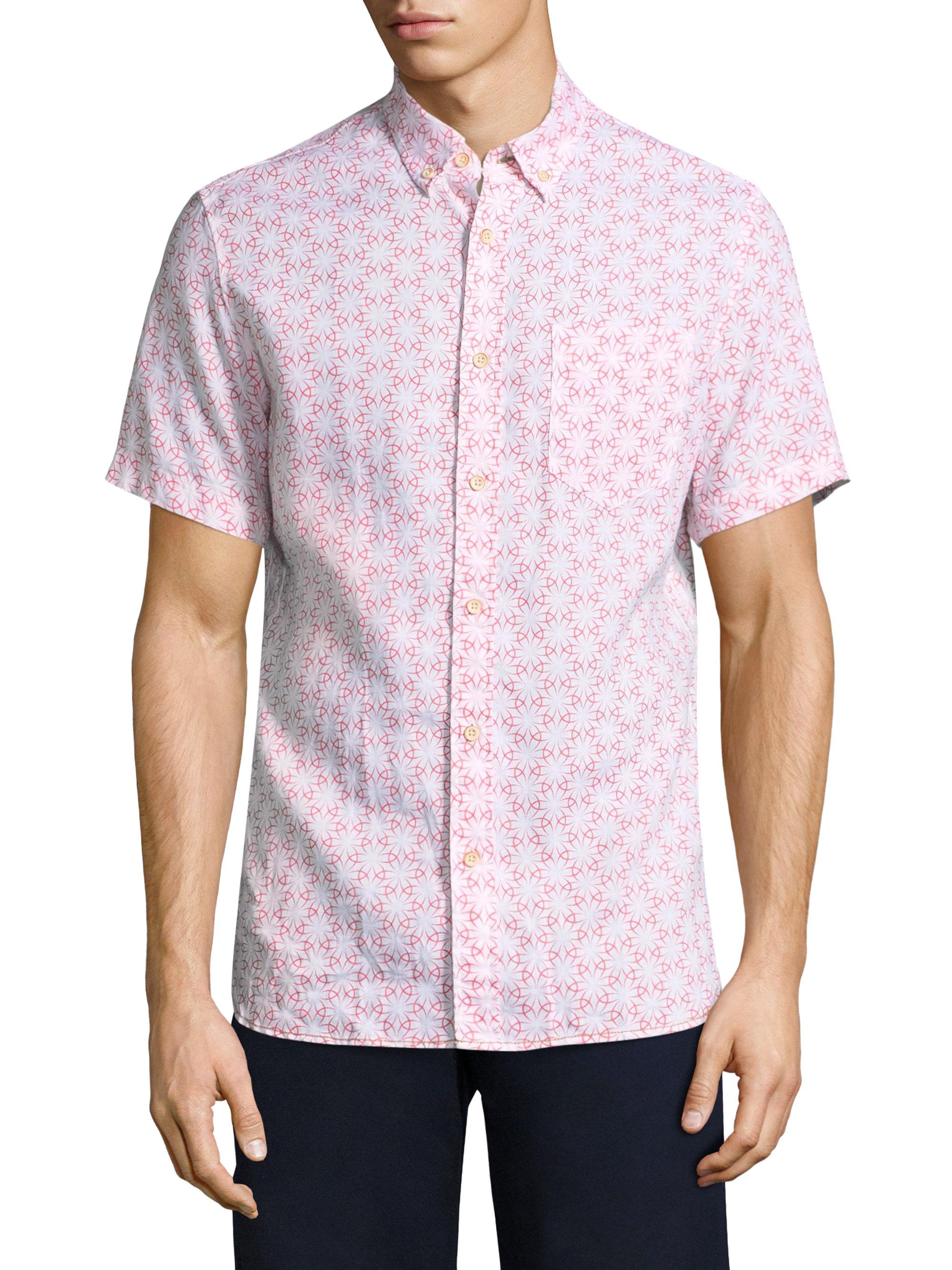 Lyst Surfside Supply Short Sleeve Linen Buttondown Shirt in Pink for Men