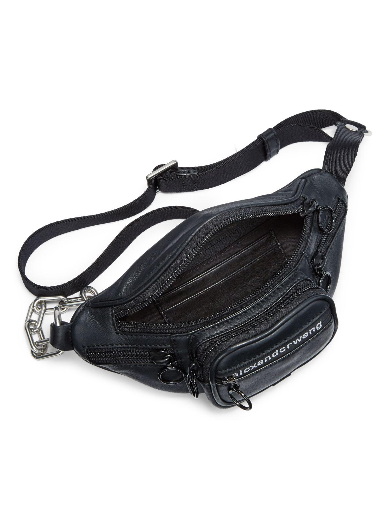 Alexander Wang Mini Attica Leather Chain Convertible Belt Bag in Black - Lyst
