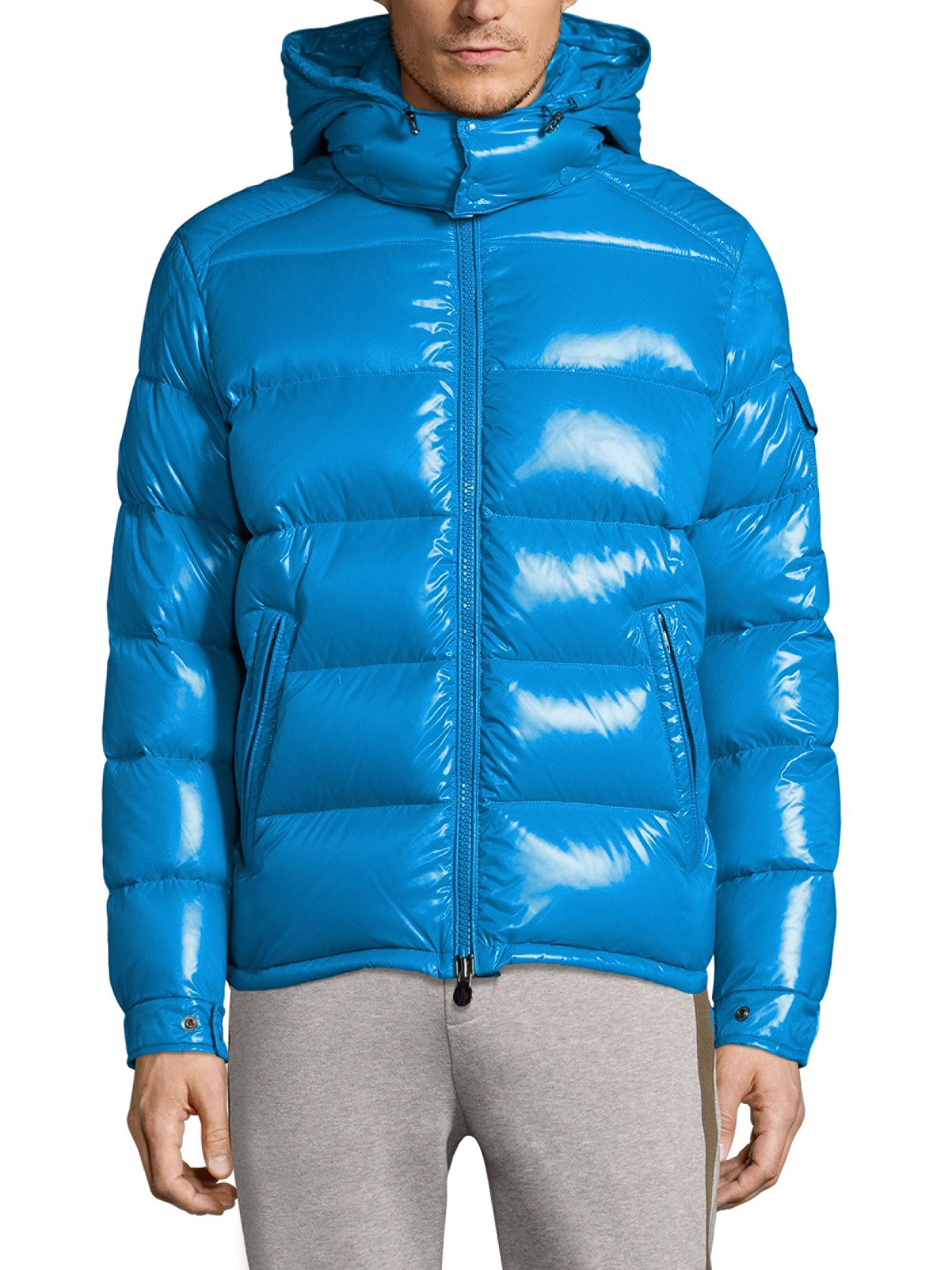 Moncler Synthetic Maya Hooded Puffer Jacket in Blue for Men - Lyst