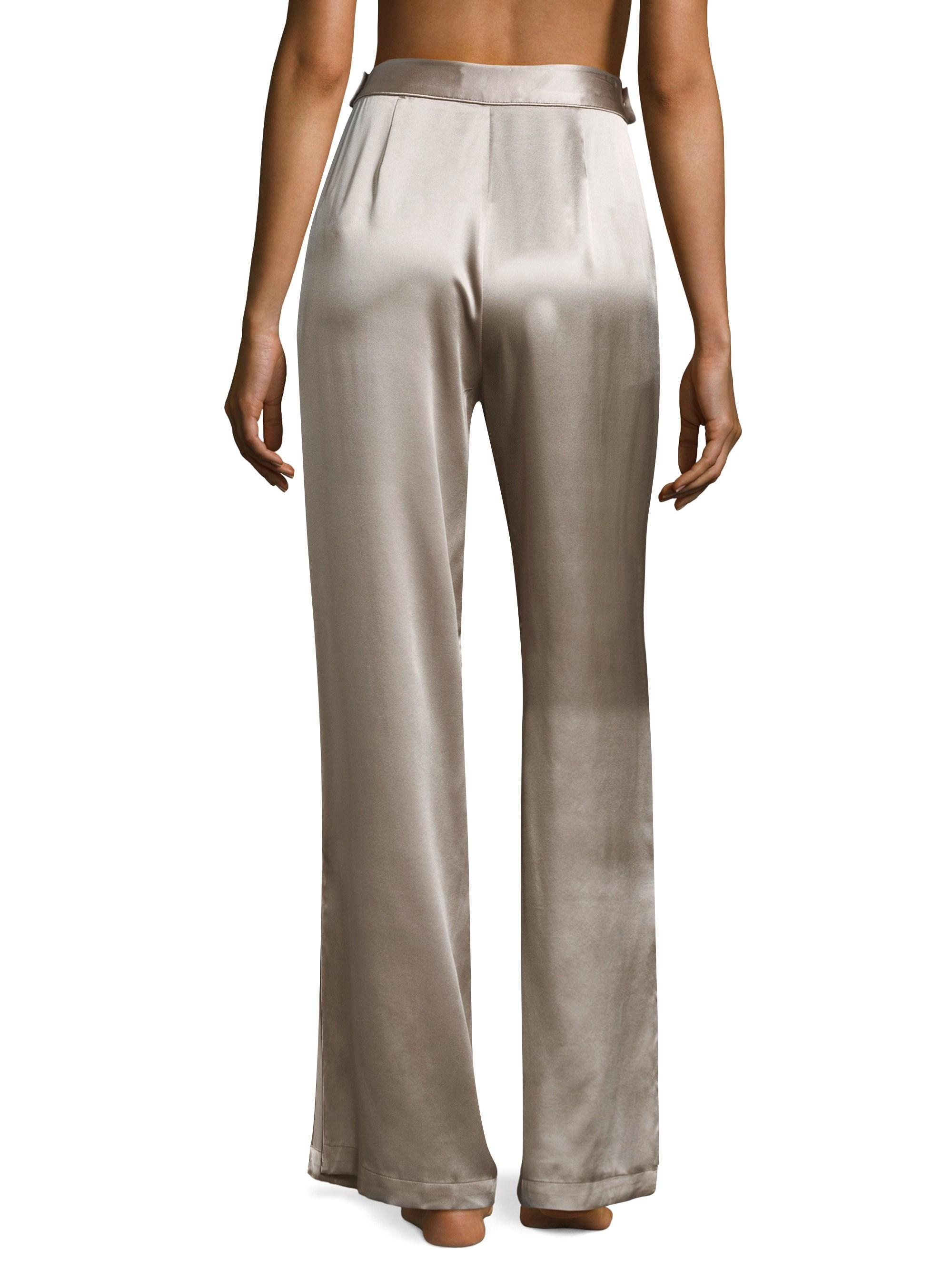 Fleur du Mal Women's Wide-leg Silk Pants - Champagne - Lyst