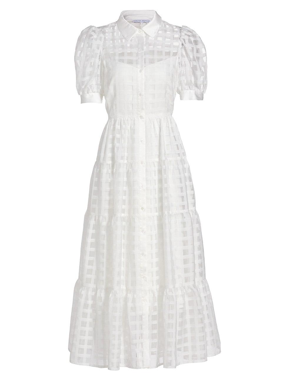 English Factory Organza Grid Midi-dress in White | Lyst