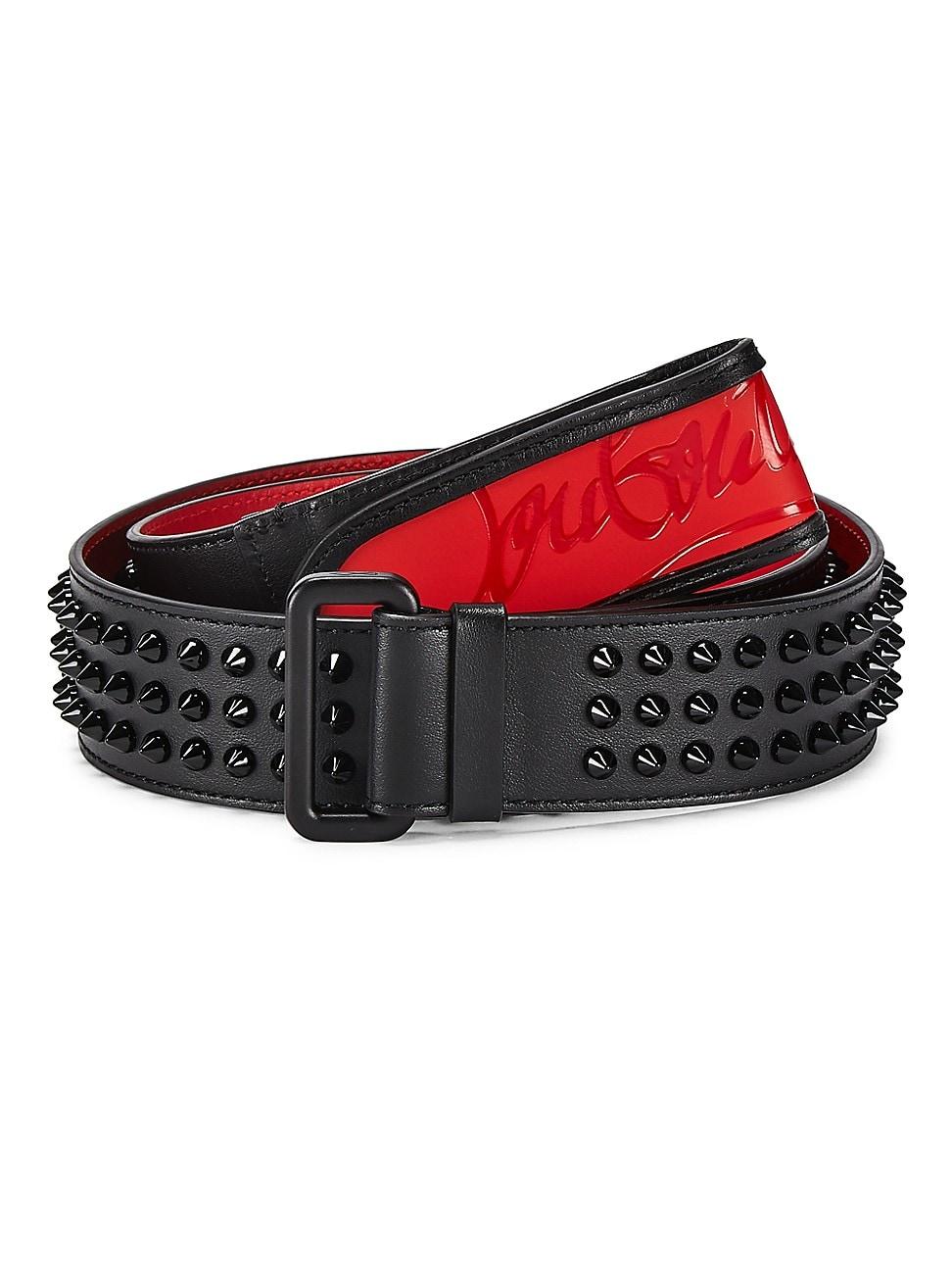Christian Louboutin Loubi Stud-embellished Leather Belt in Red for