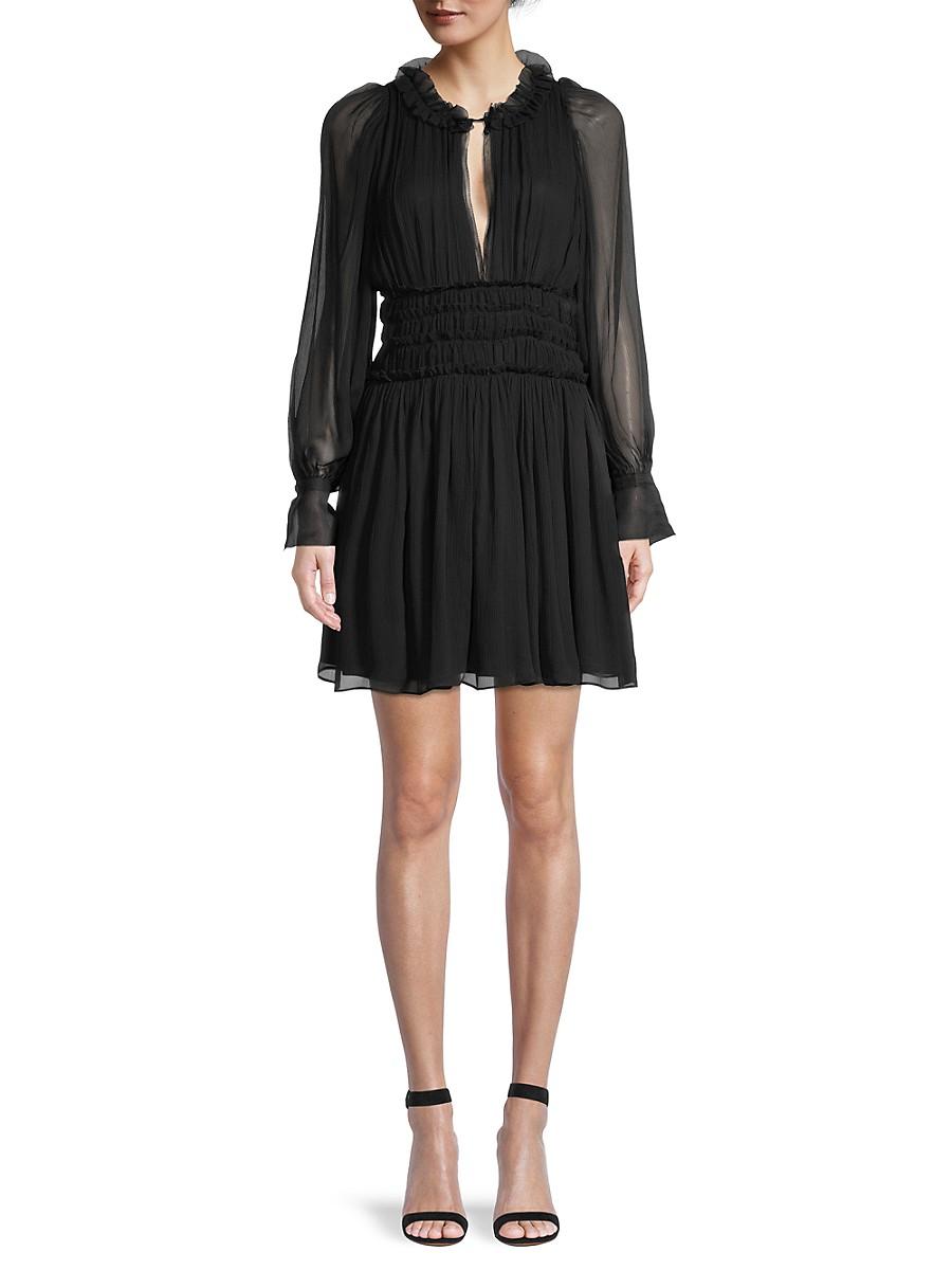 Rebecca Taylor Silk Keyhole Long Sleeve 