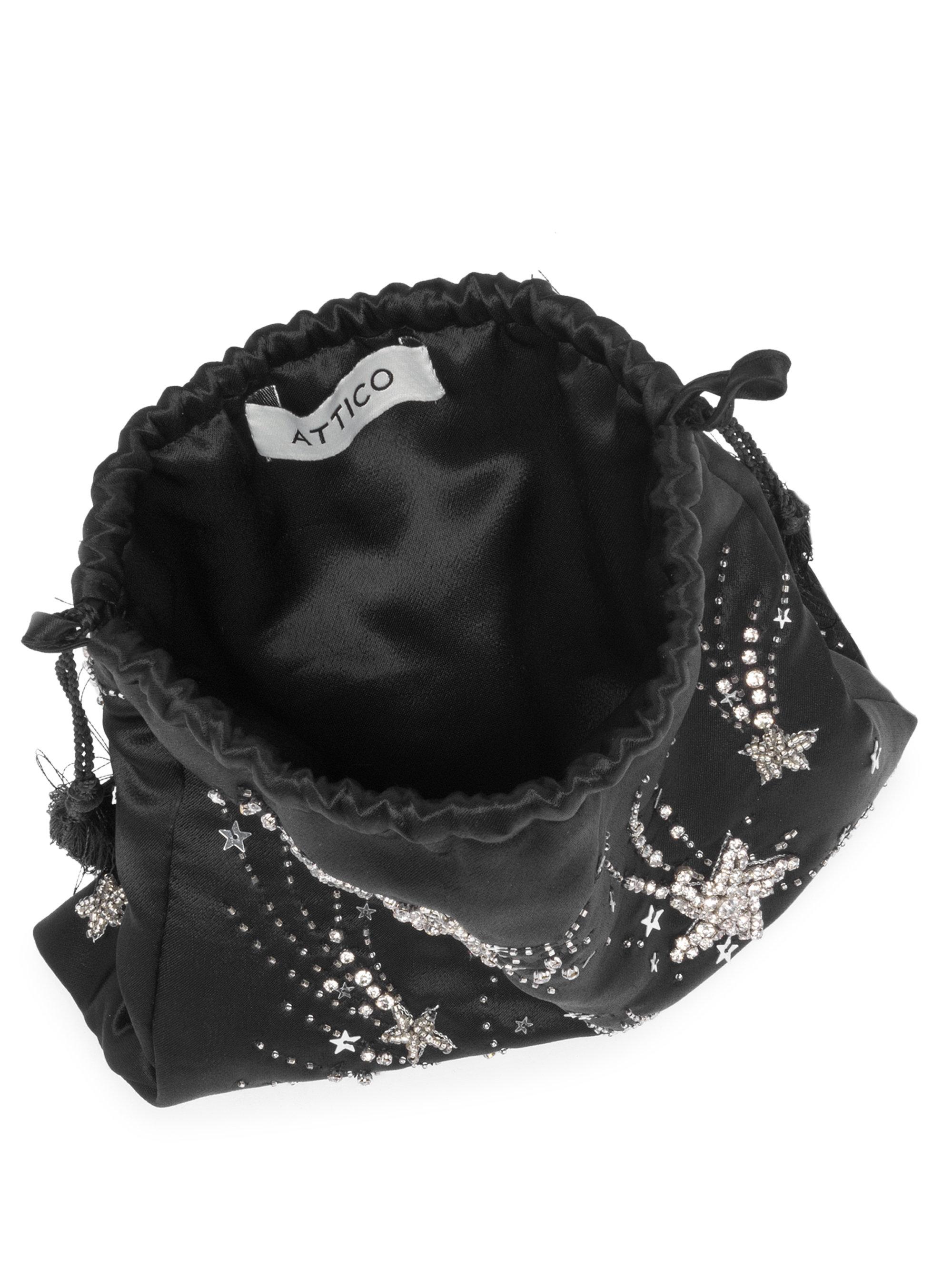 The Attico Sequin Star Satin Pouch Bag in Black Lyst