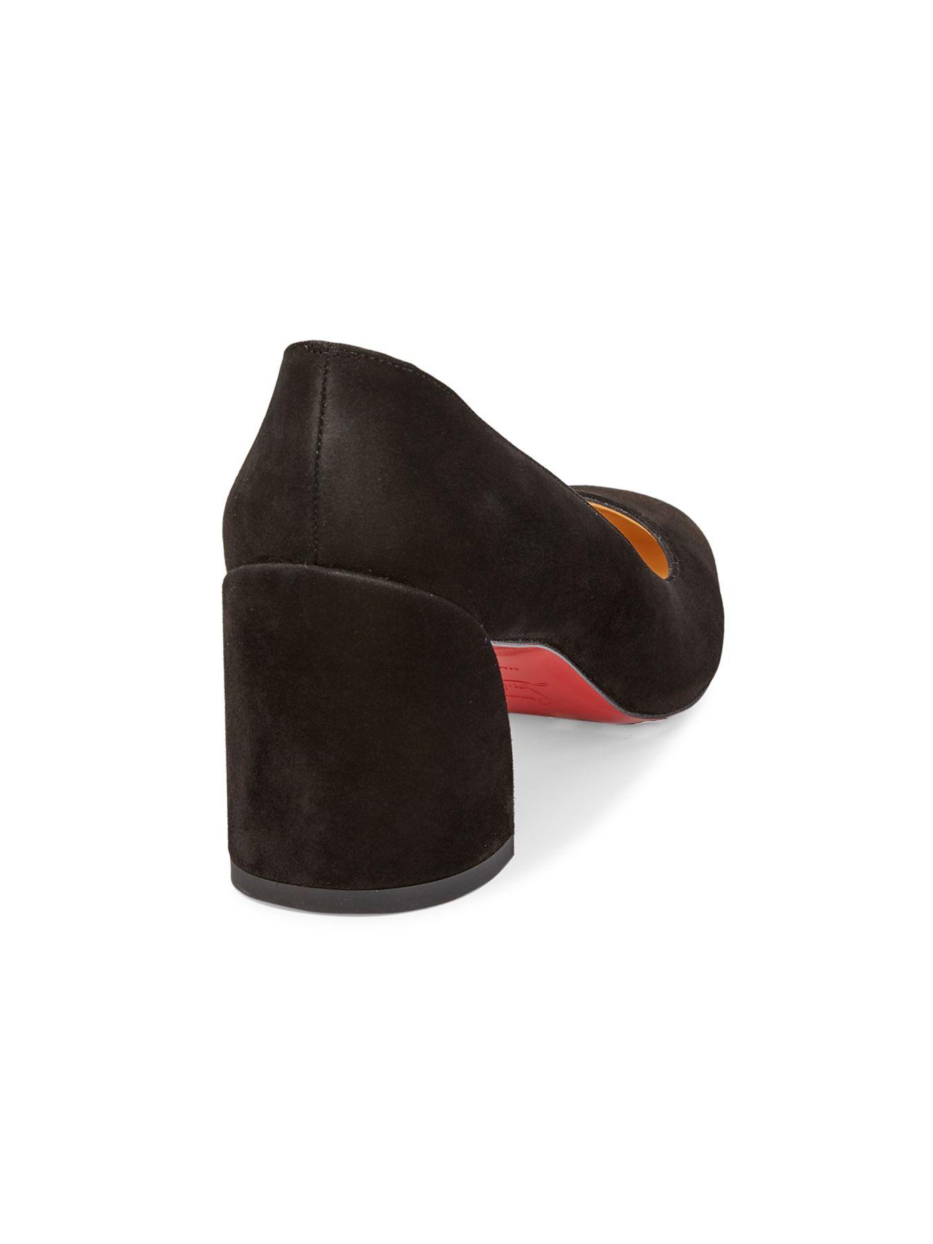 Christian Louboutin Miss Sab Blockheel Suede Pumps in Black Lyst