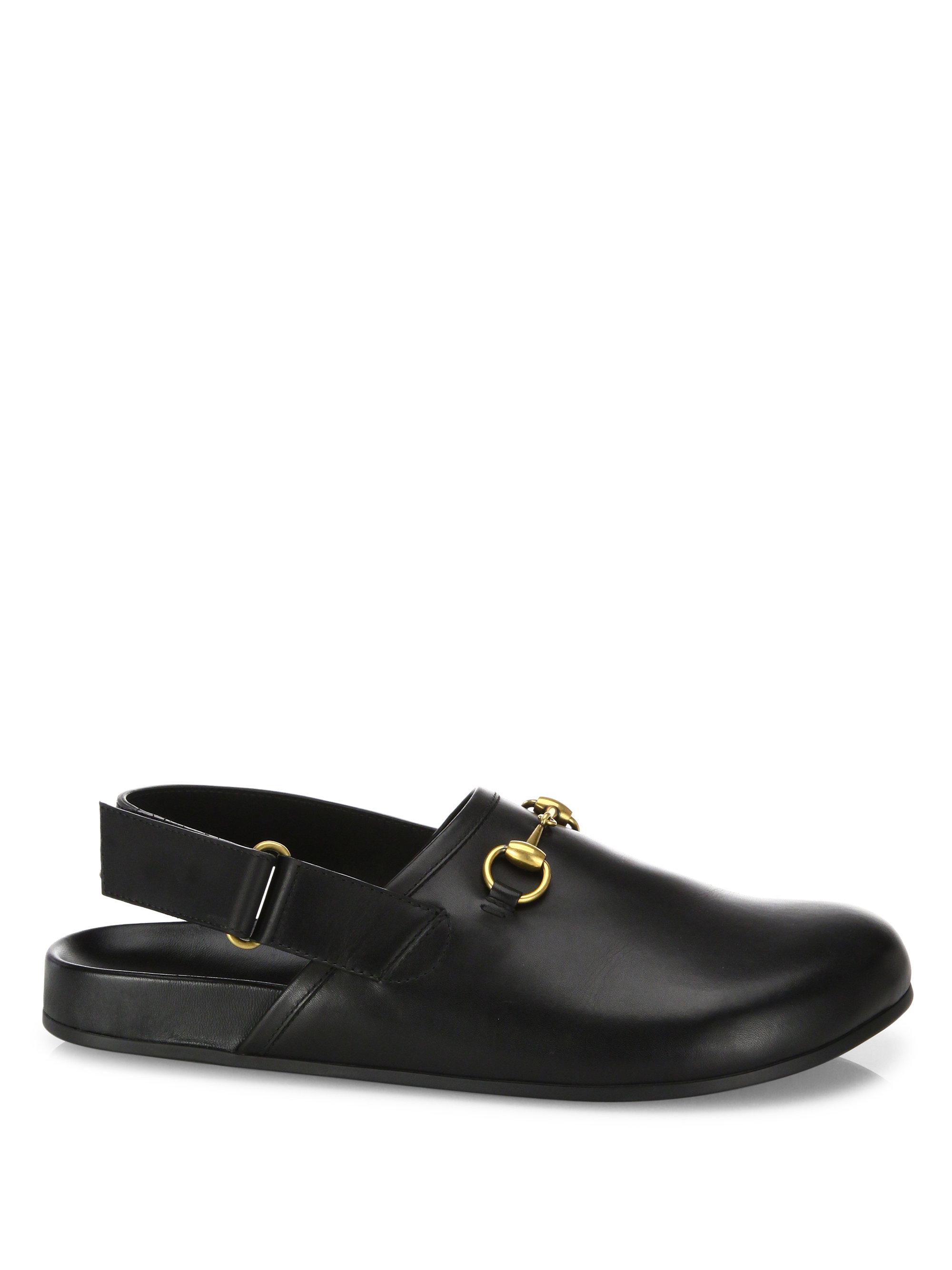 gucci river leather clogs