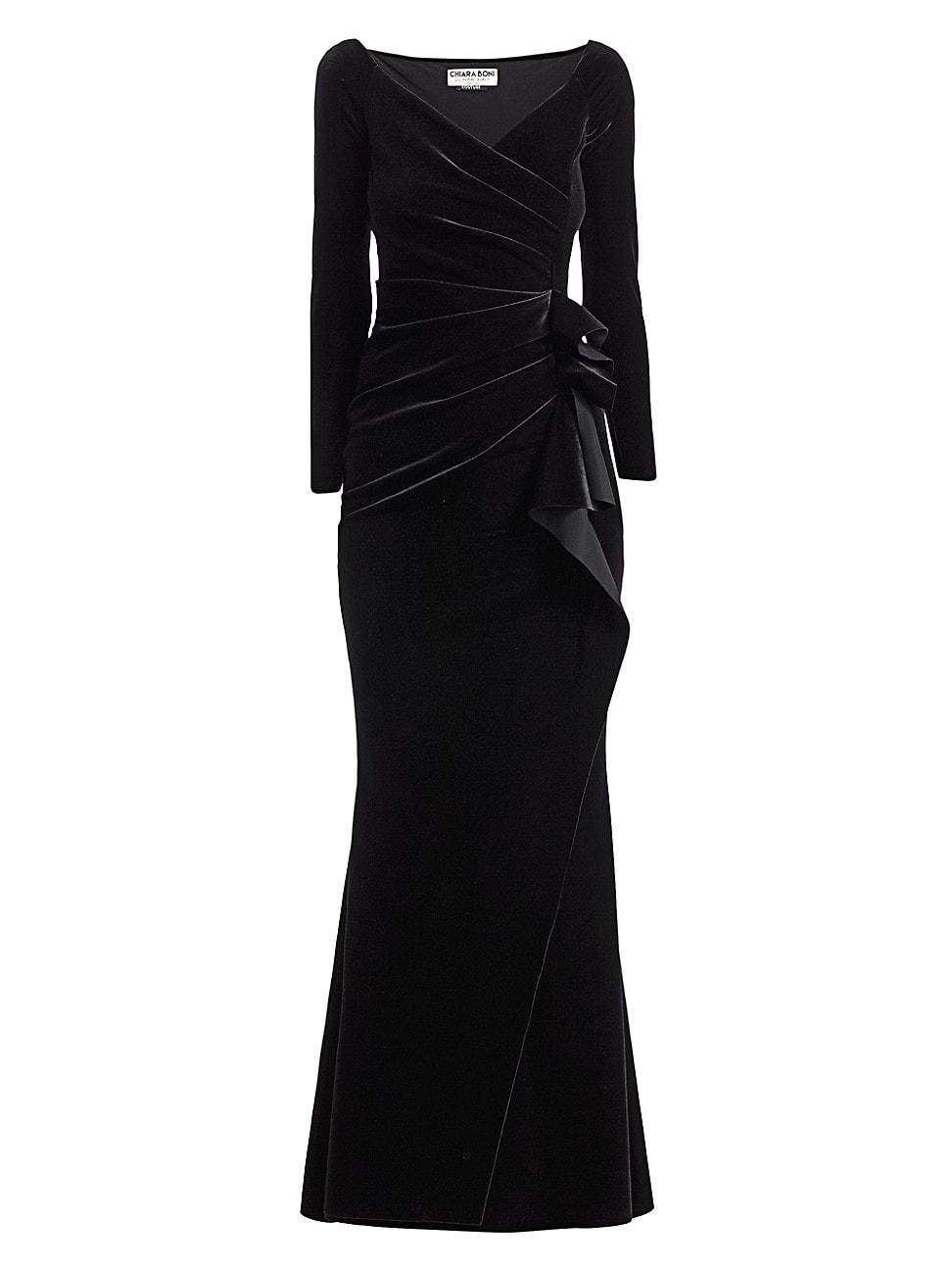La Petite Robe Di Chiara Boni Silveria Velvet Wrap Gown in Black | Lyst