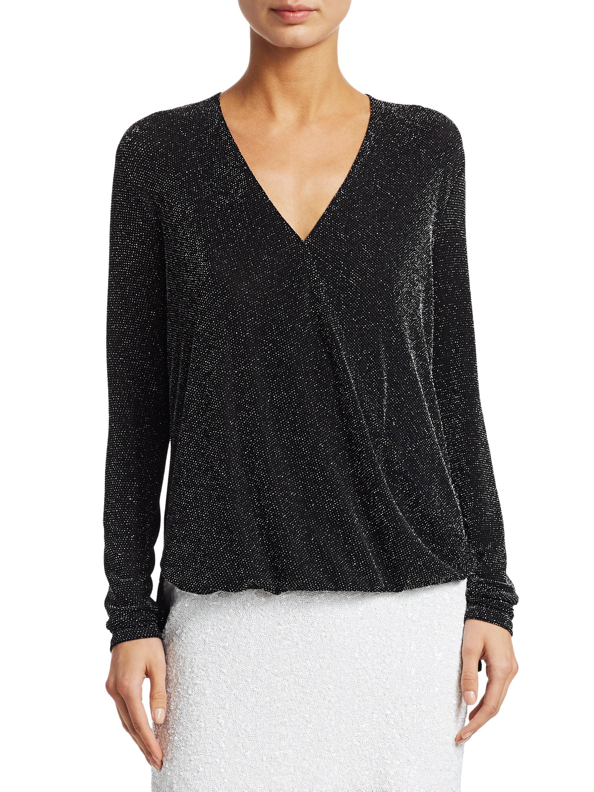 Black sparkly v neck top Clearance