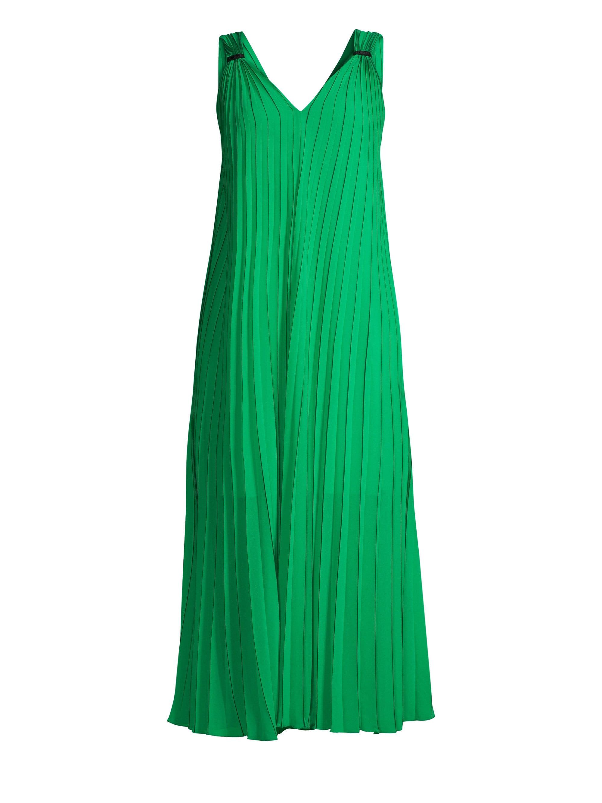 ESCADA Chiffon Daheem V-neck Pleated Maxi Dress in Green - Lyst