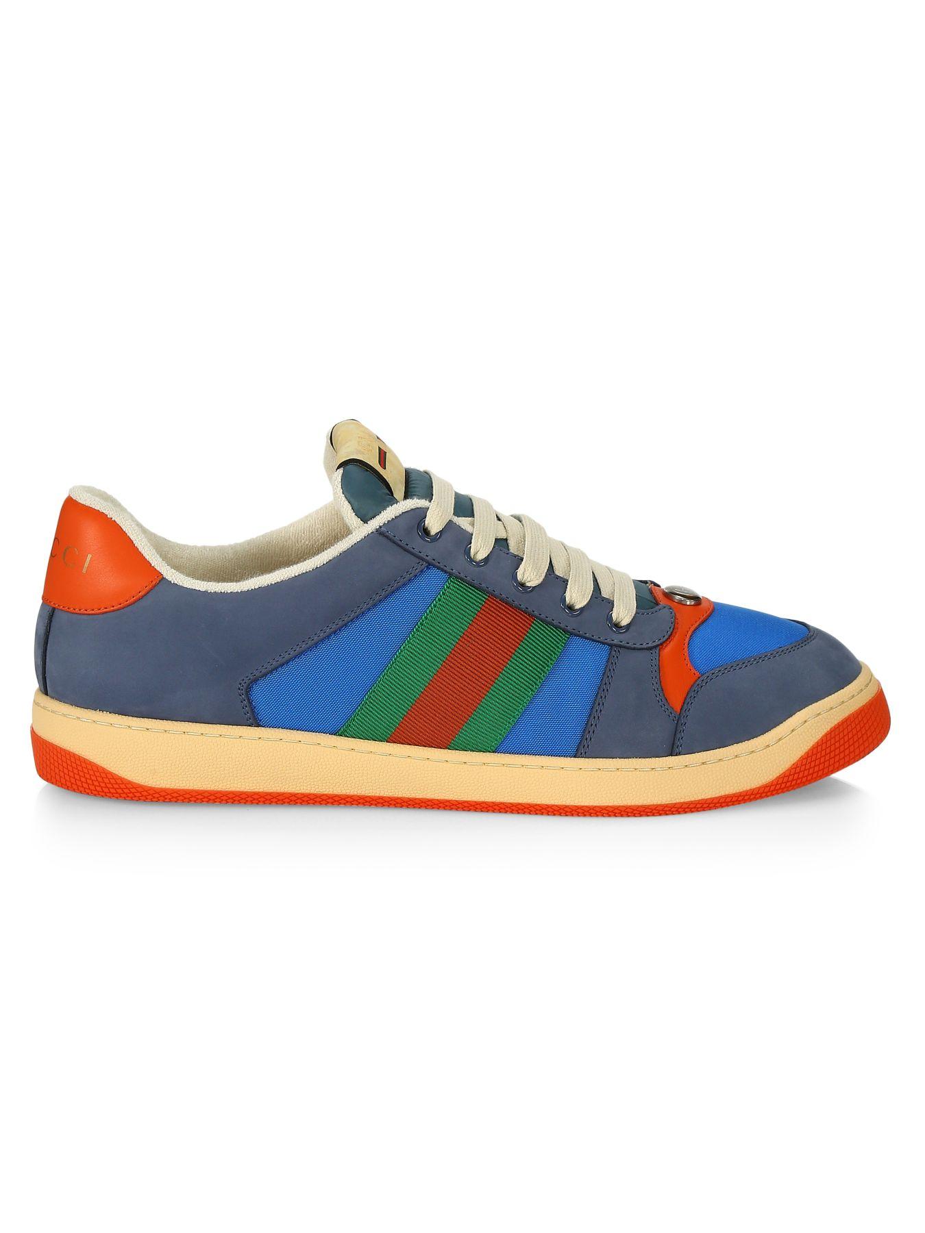 Gucci Screener Suede Sneakers in Blue Orange Green (Yellow) for Men | Lyst