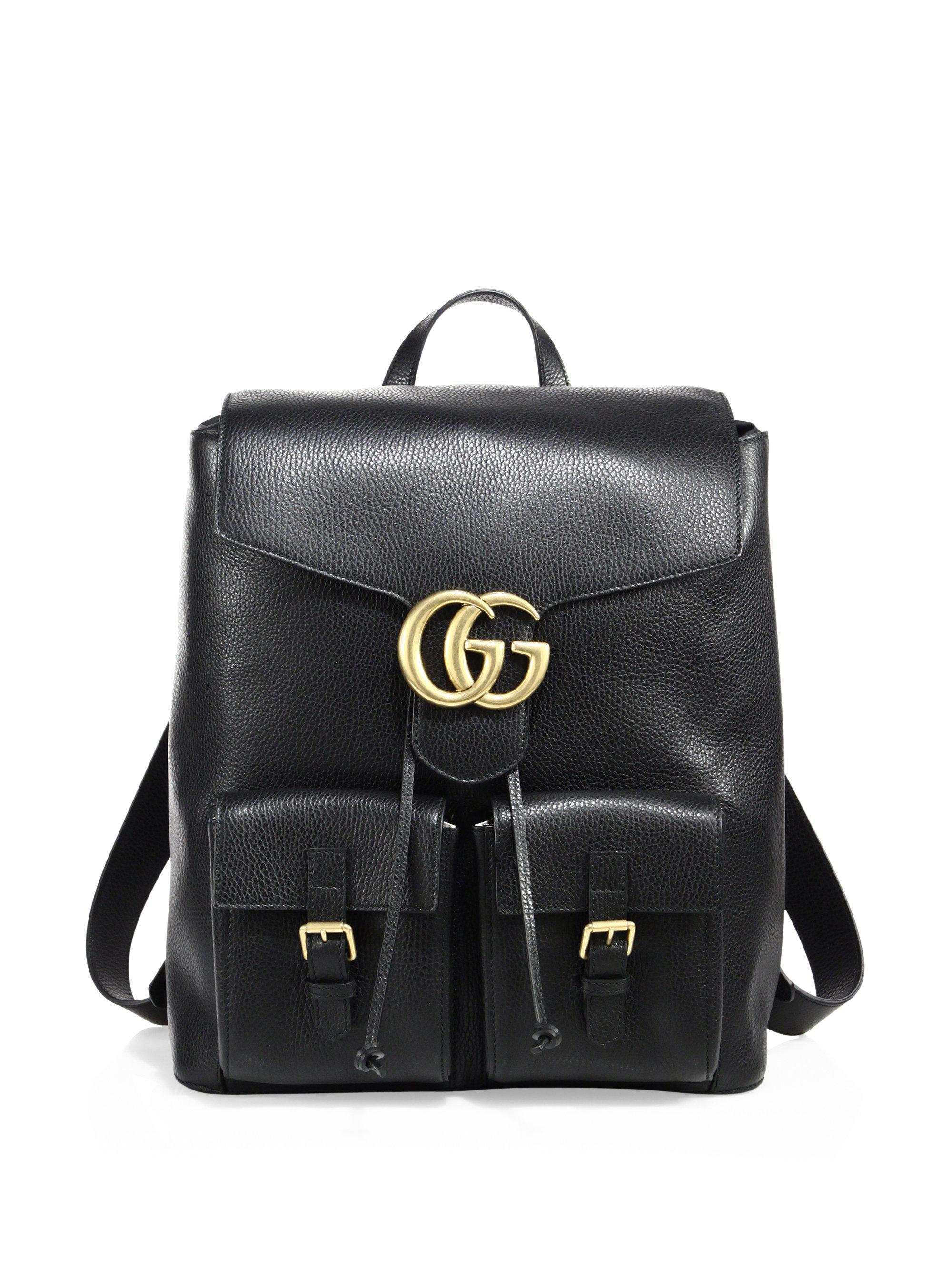 Gucci Leather Gg Marmont Backpack in Black for Men - Lyst