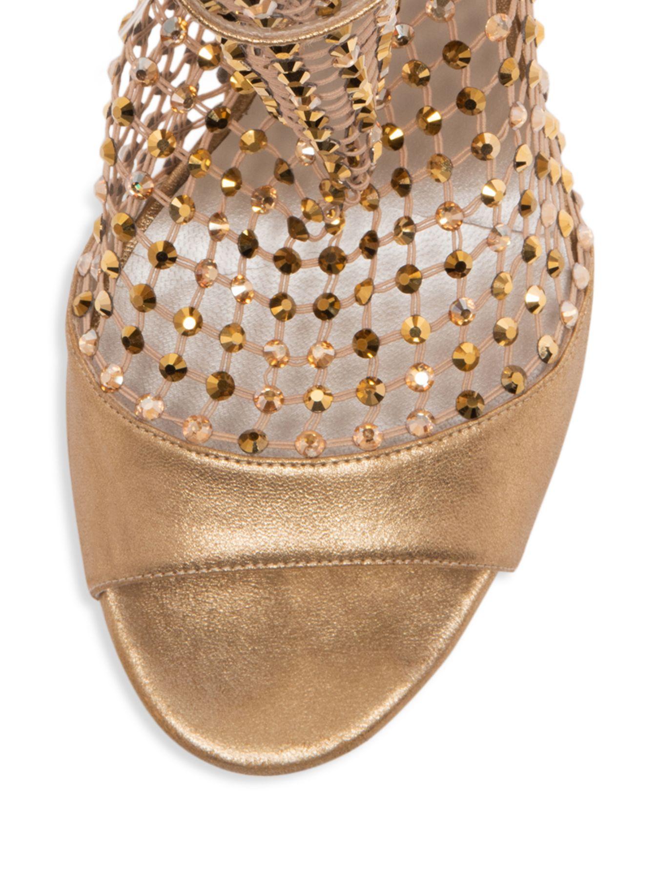 Rene Caovilla Galaxia Crystal Mesh Leather Sandals | SaksFifthAvenue | Rene caovilla shoes 
