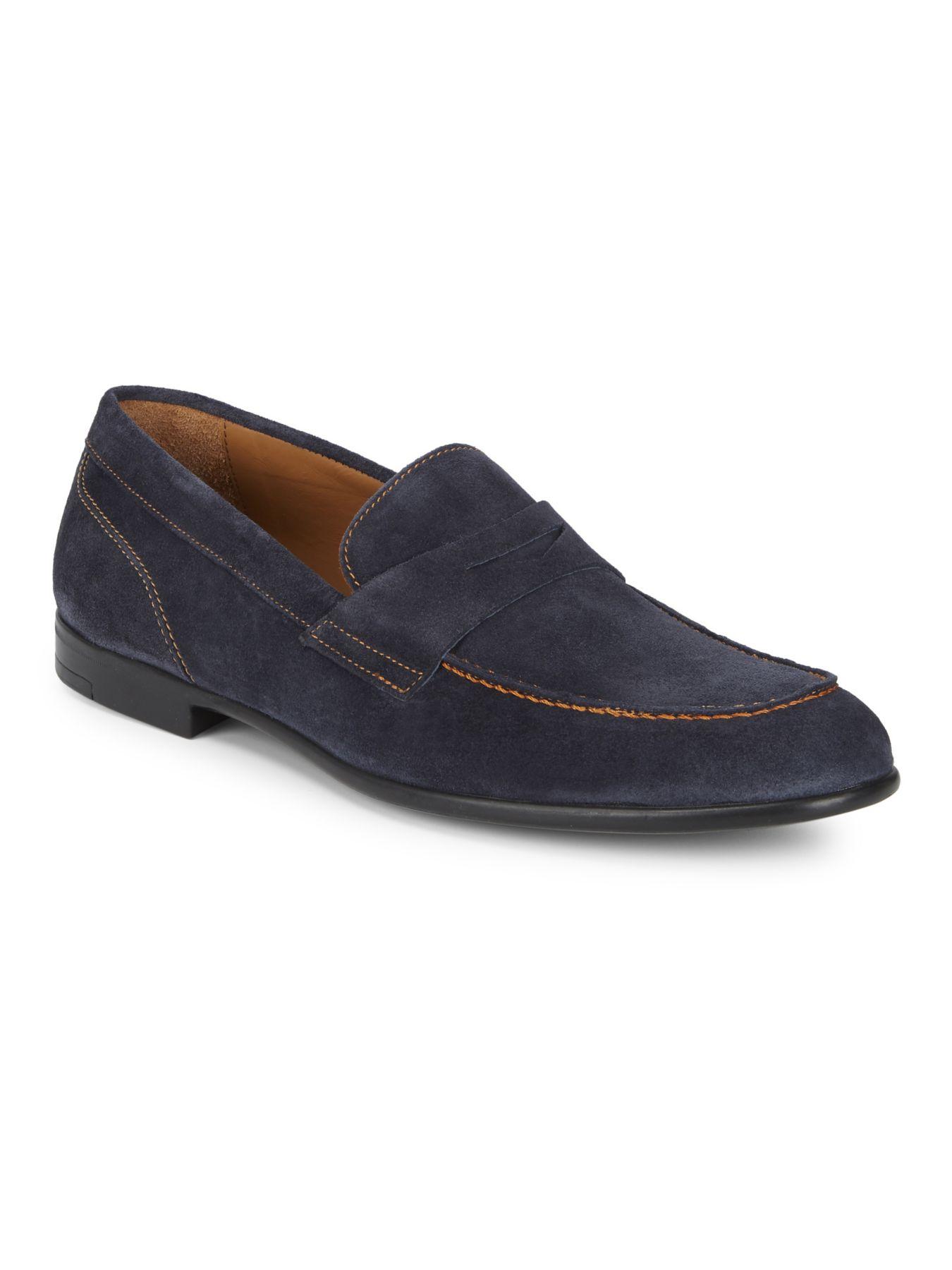 Bruno Magli Silas Suede Loafers in Navy (Blue) for Men - Lyst