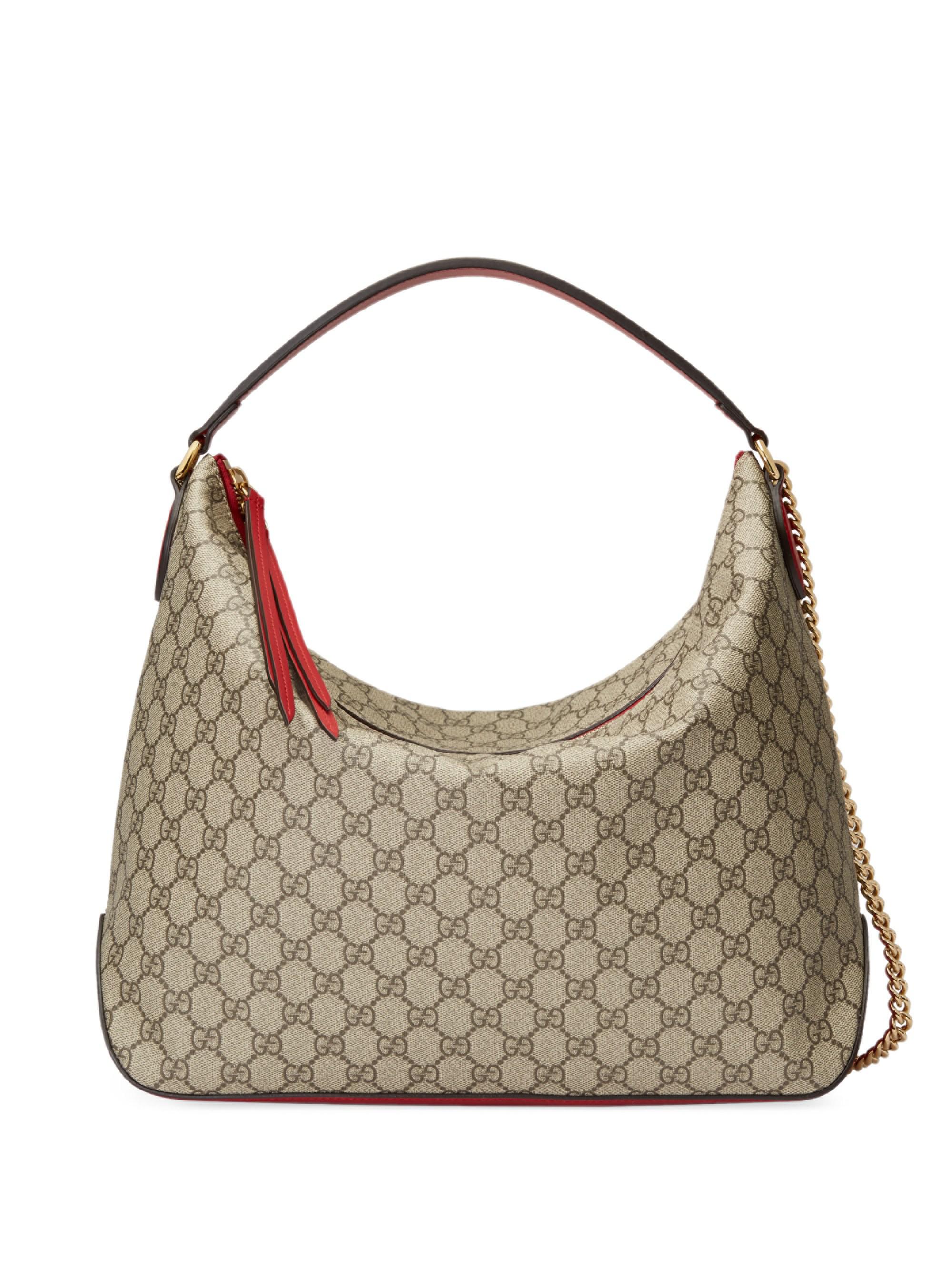 Gucci Linea Large GG Supreme Canvas Hobo Bag in Natural | Lyst