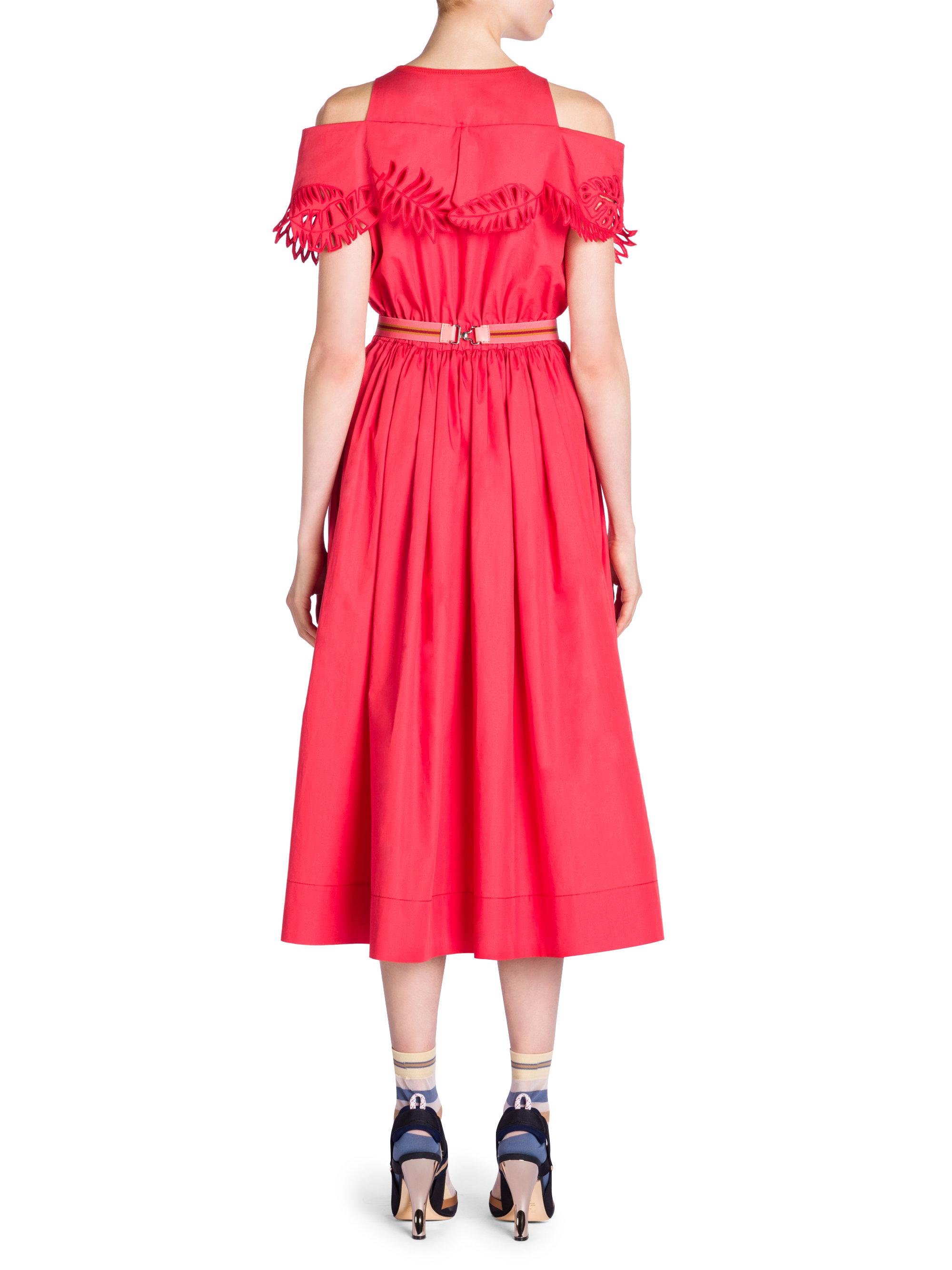 coral cold shoulder dress