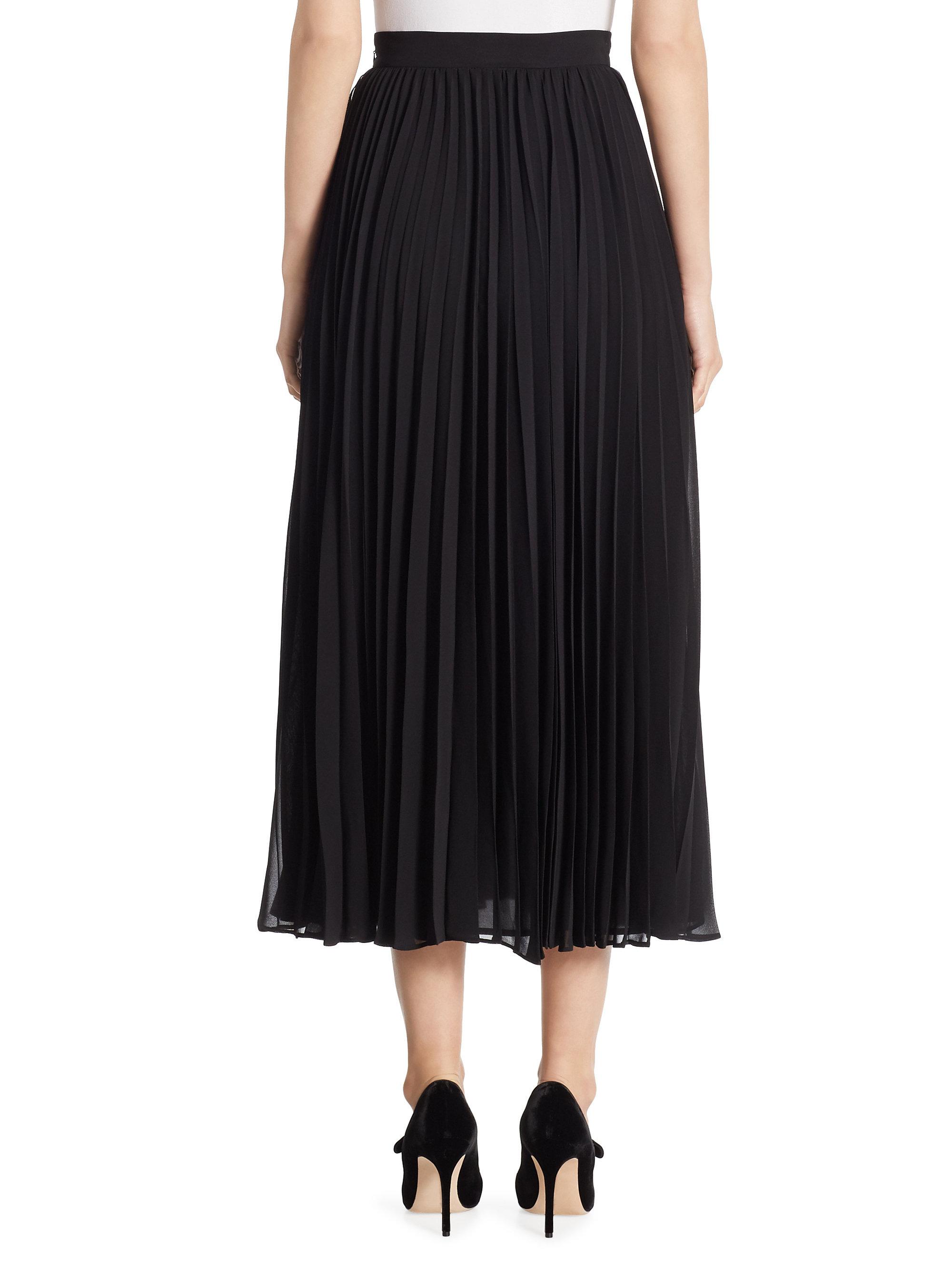 Lyst - St. John Pleated Midi Skirt in Black