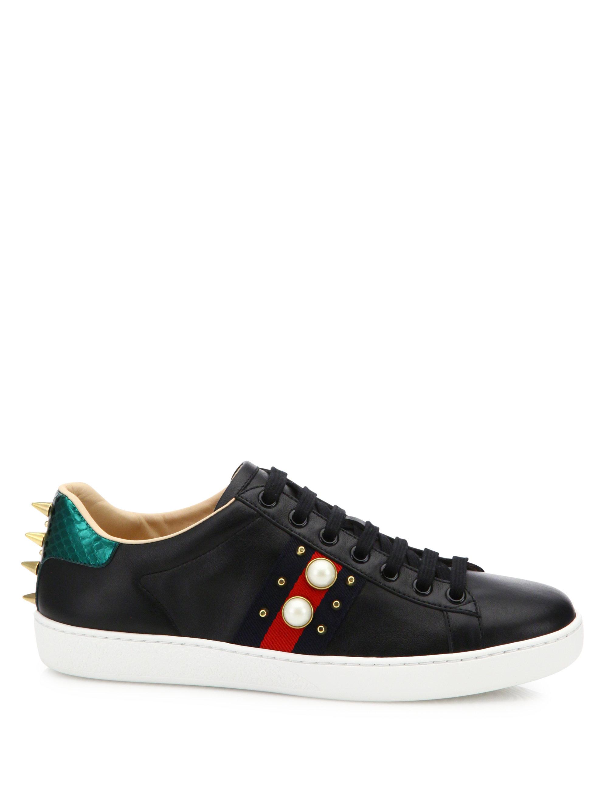 gucci women's ace studded leather sneaker