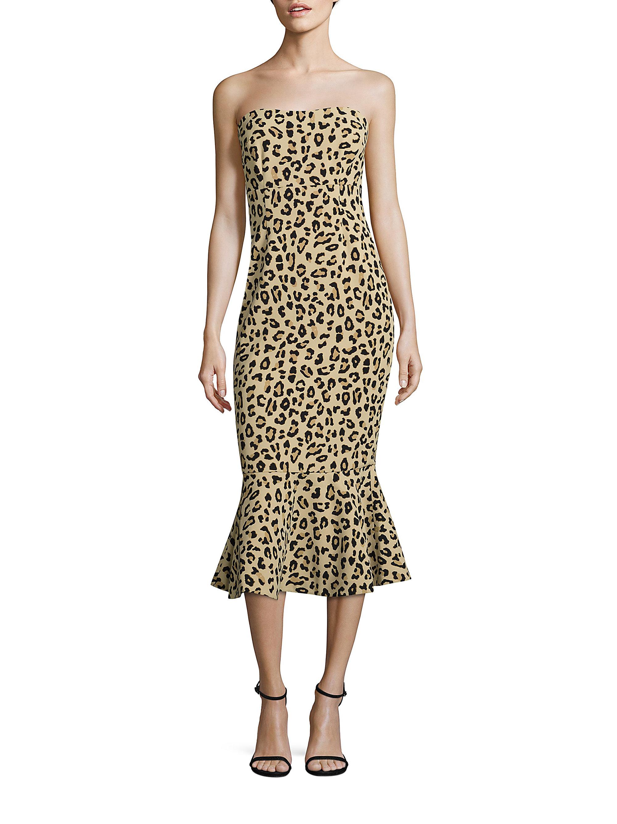 strapless leopard dress