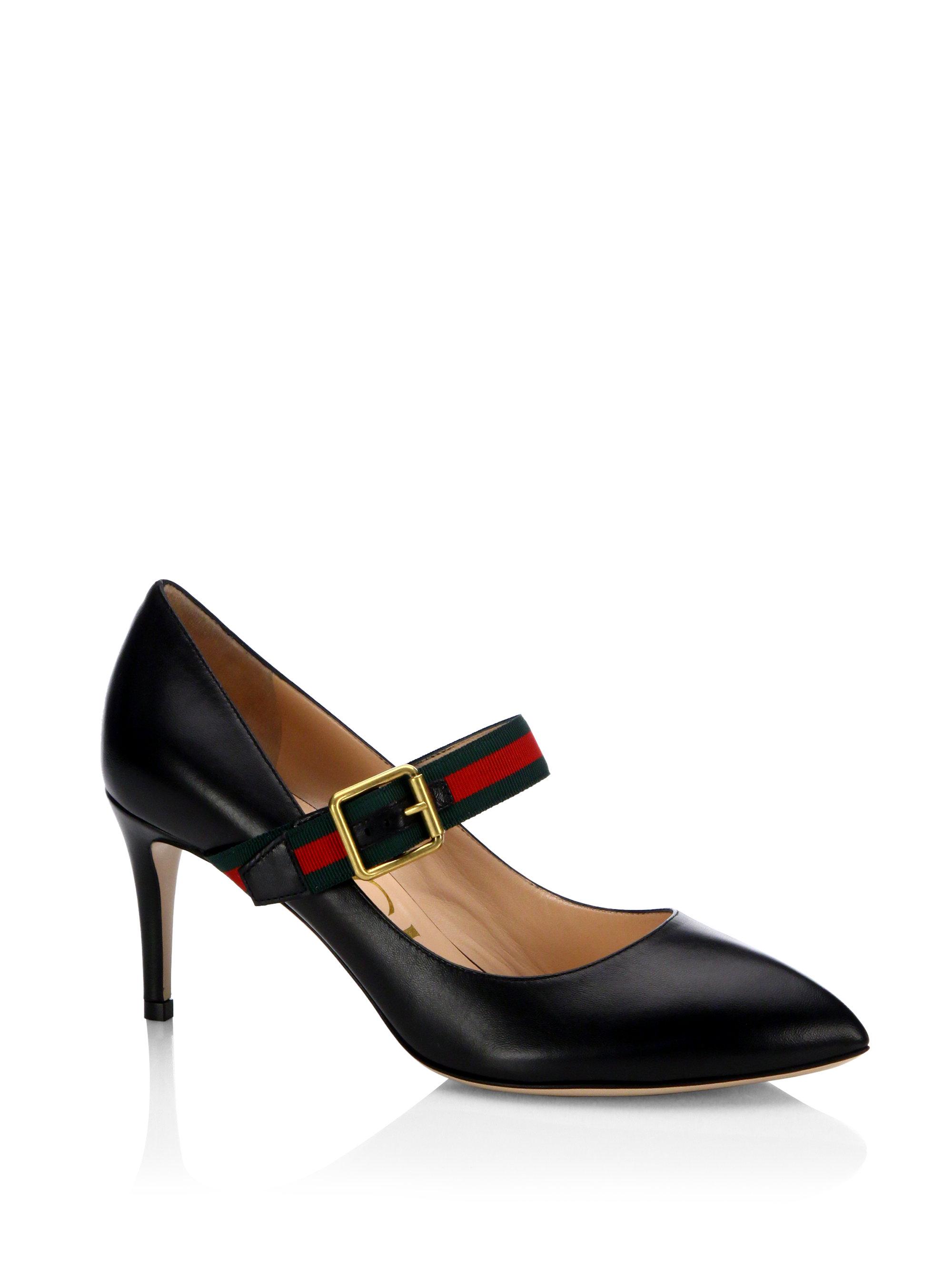midtergang Mars Hub Gucci Sylvie Leather Mary Jane Pumps in Black - Lyst