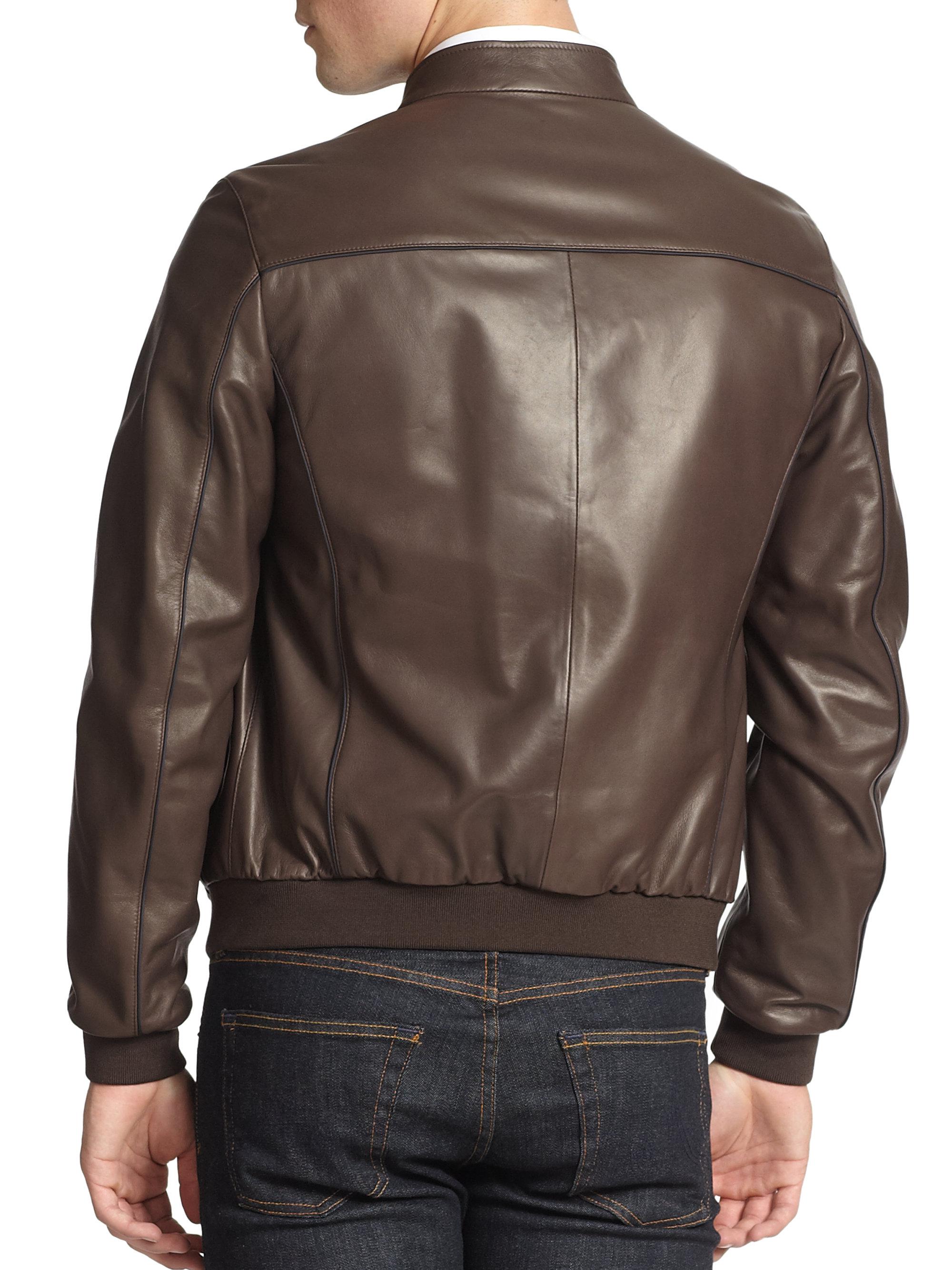 Lyst - Ferragamo Reversible Leather Bomber Jacket in Brown for Men