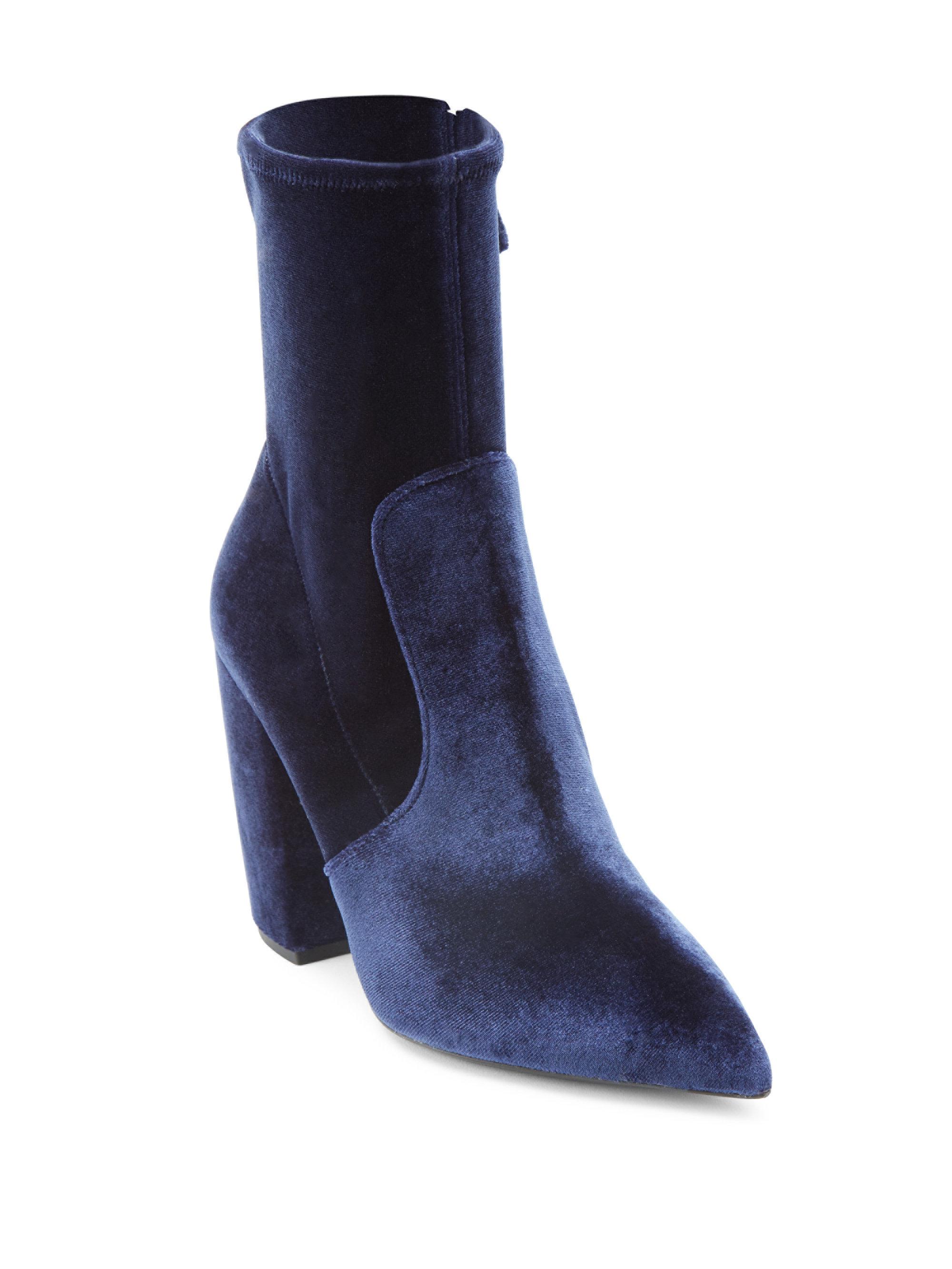 prada blue velvet boots