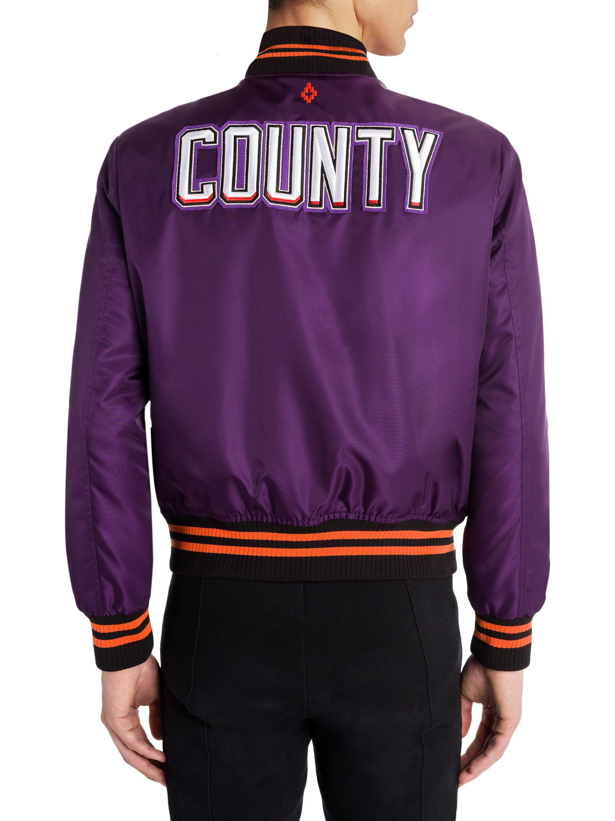 Marcelo Burlon Miami Marlins Satin Bomber Jacket in Purple for Men | Lyst