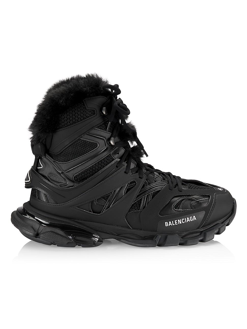 Balenciaga Track Hike Faux Fur-lined Sneakers in Black for Men | Lyst