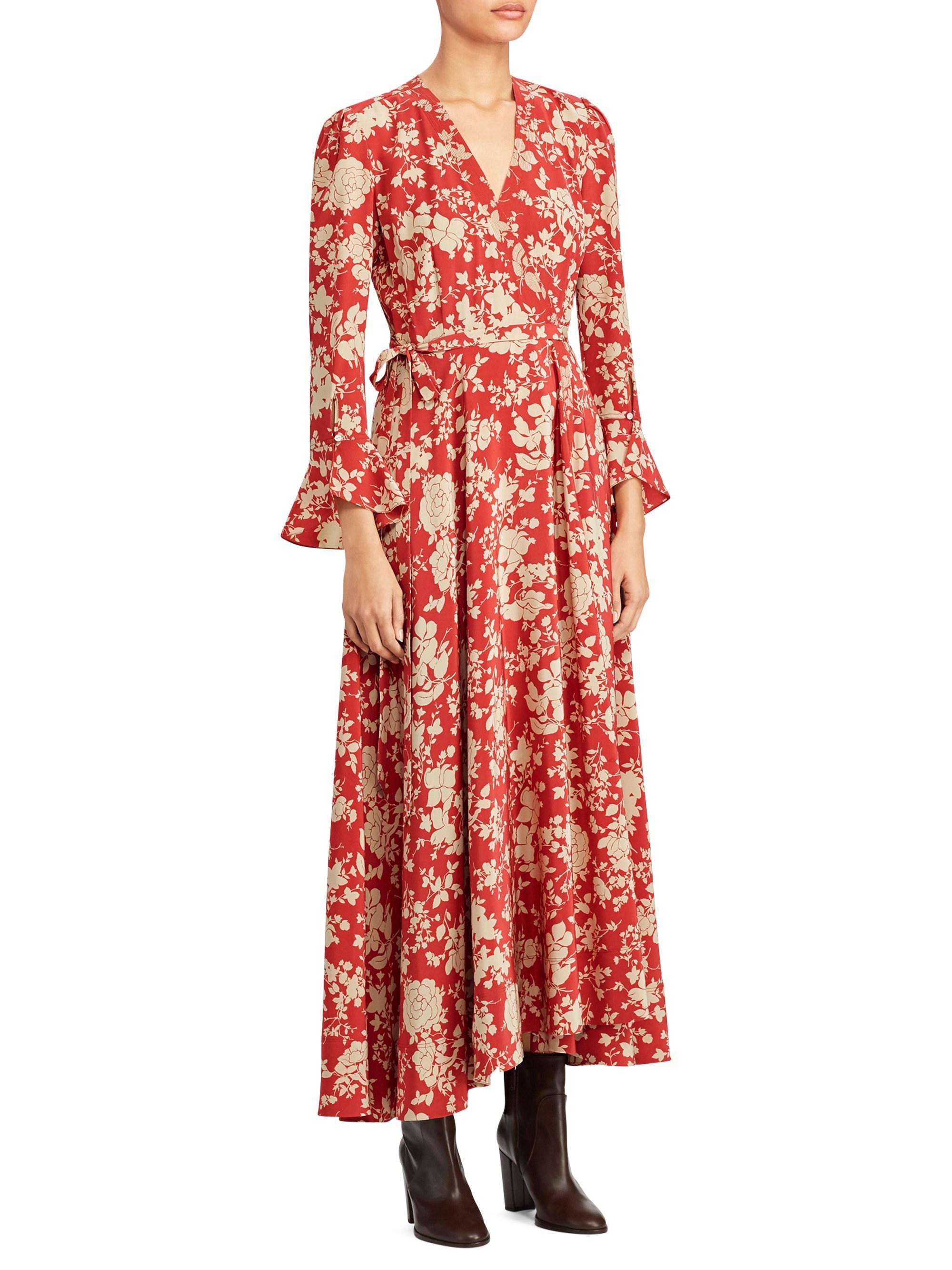 Polo Ralph Lauren Long Dress in Red - Lyst