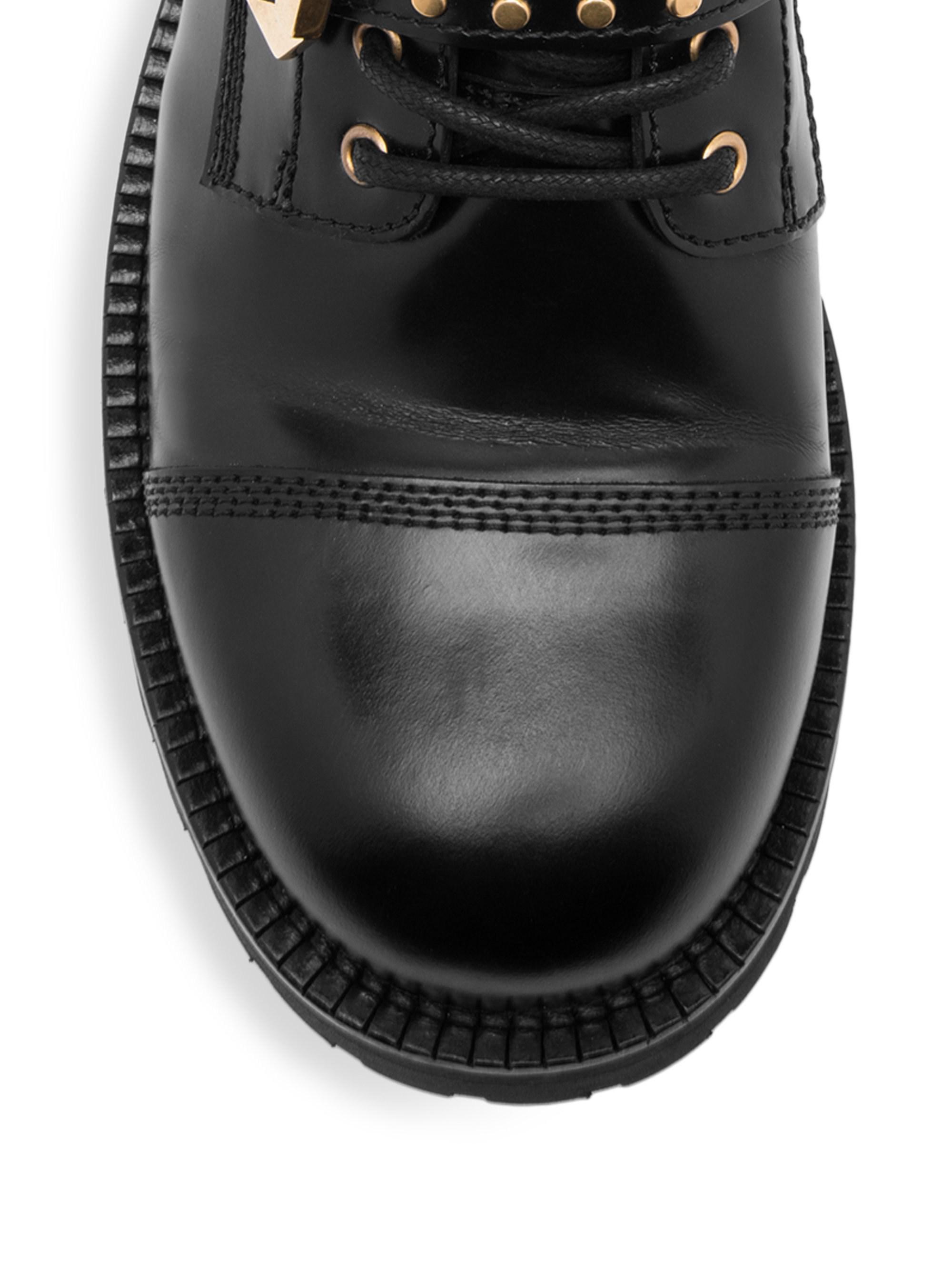 Versace Studded Belt Leather Brogued Boots in Black Gold (Black) for Men -  Lyst