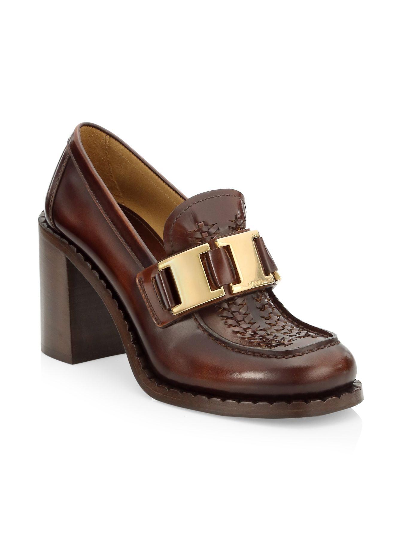 prada penny loafer brown