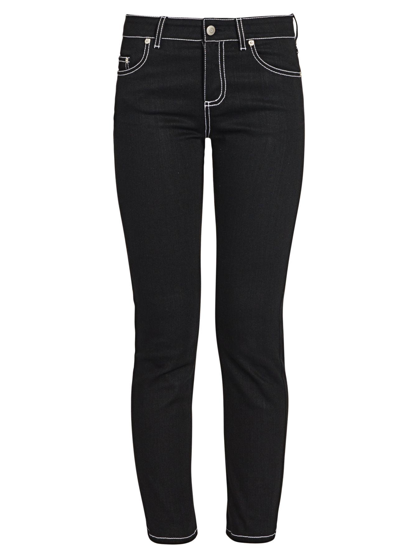 Alexander McQueen Denim Contrast-stitched Skinny Jeans in Black - Save ...