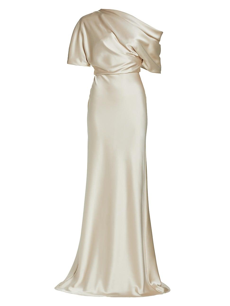 Amsale Satin One-shoulder Gown | Lyst