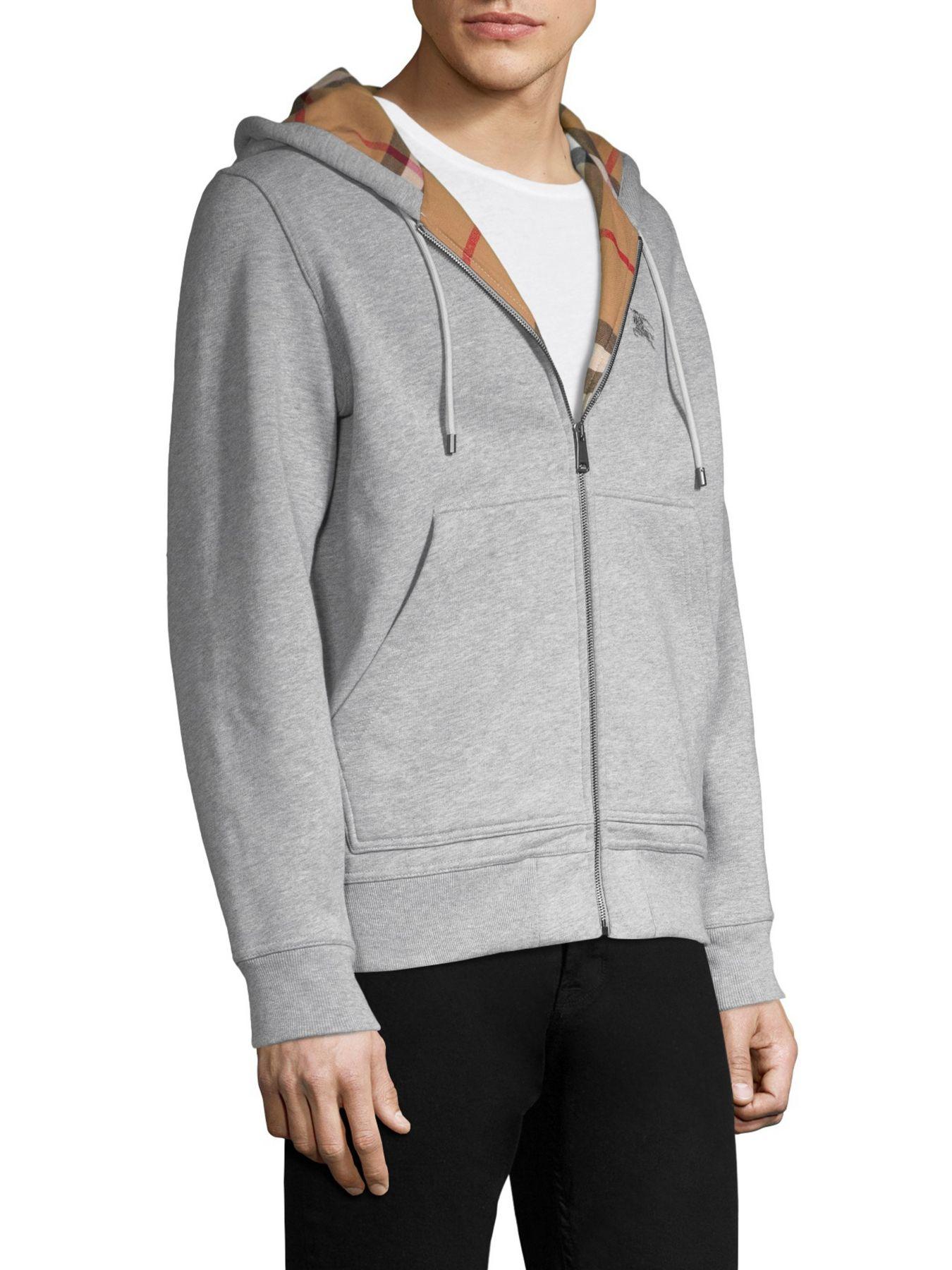 Burberry Cotton Fordson Heathered Hoodie in Grey (Gray) for Men - Lyst