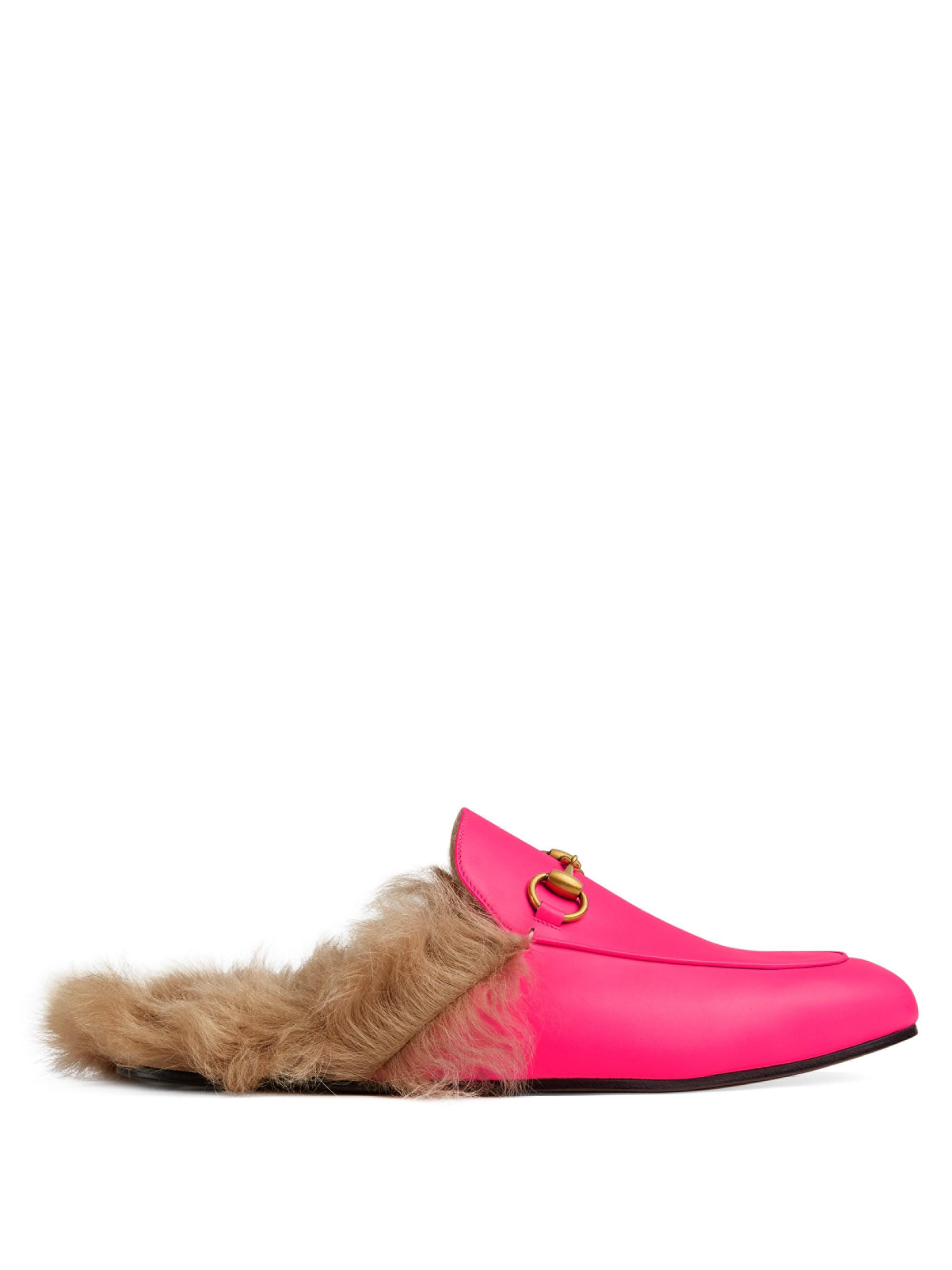 gucci pink fur slides