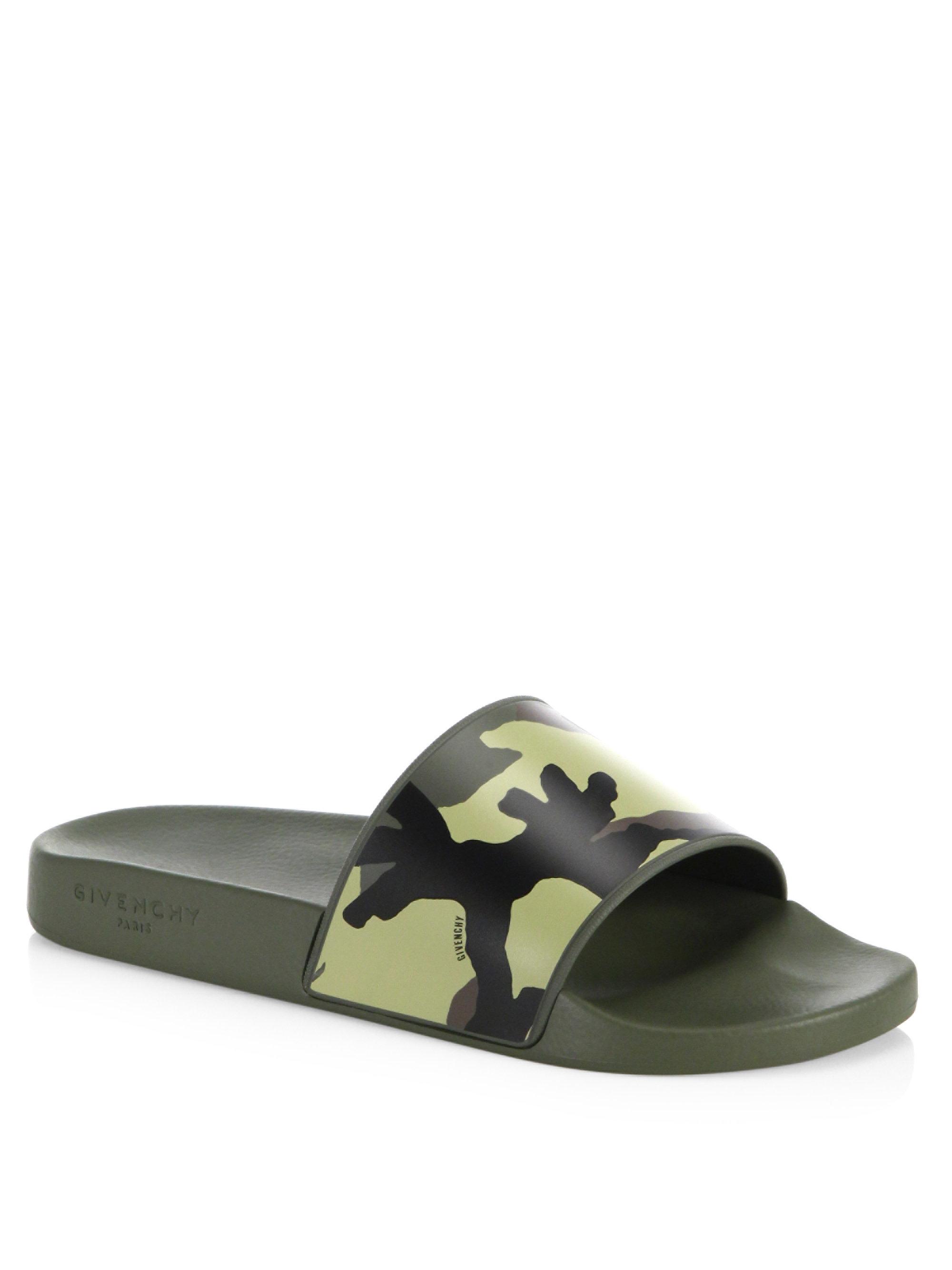 Givenchy Camo Rubber Slides in Green 
