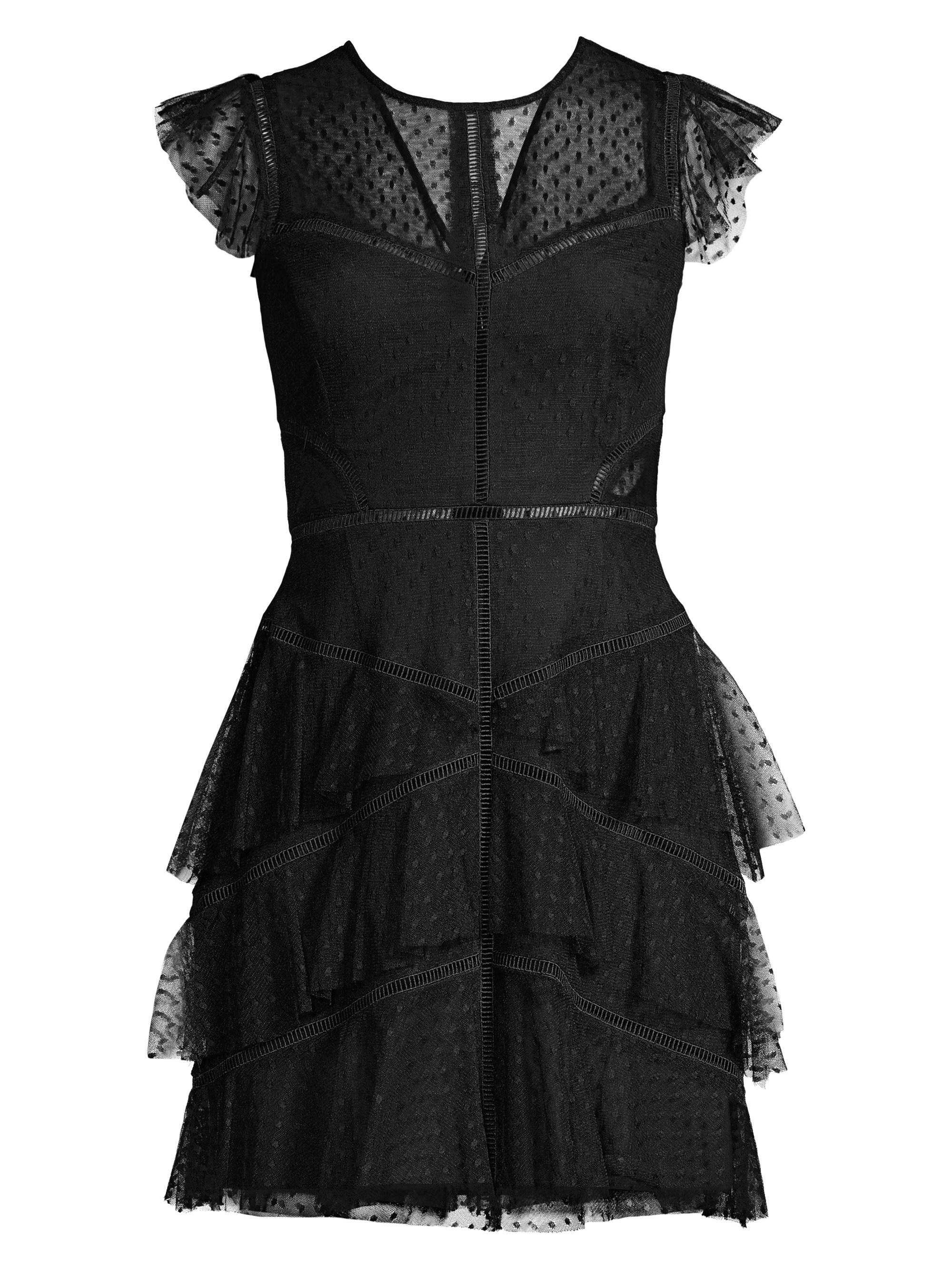 BCBGMAXAZRIA Tiered Tulle A-line Mini Dress in Black - Lyst