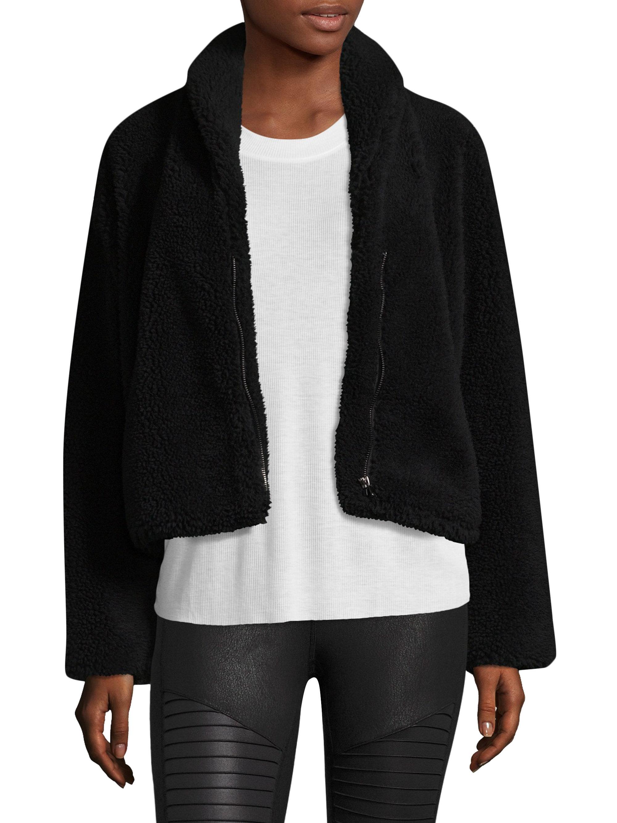 Alo Yoga Fleece Cozy Up Jacket in Black Lyst